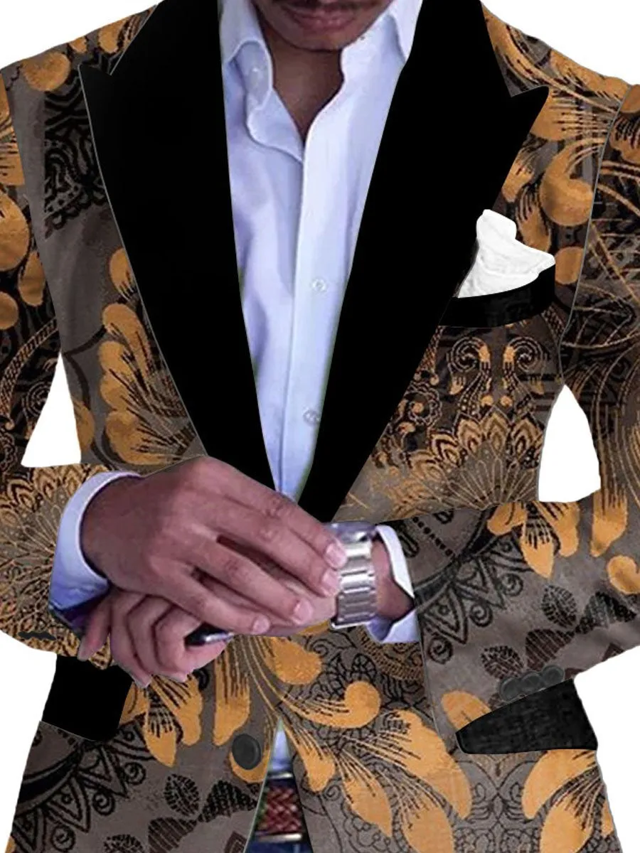 Men's Retro Hot Stamping Floral Print Single Breasted Casual Balzer