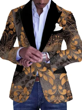Men's Retro Hot Stamping Floral Print Single Breasted Casual Balzer