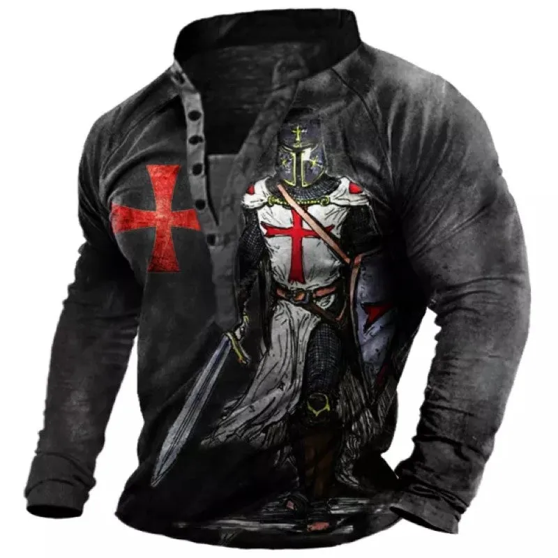 Men's Vintage Templar Long Sleeve Henley T-Shirt