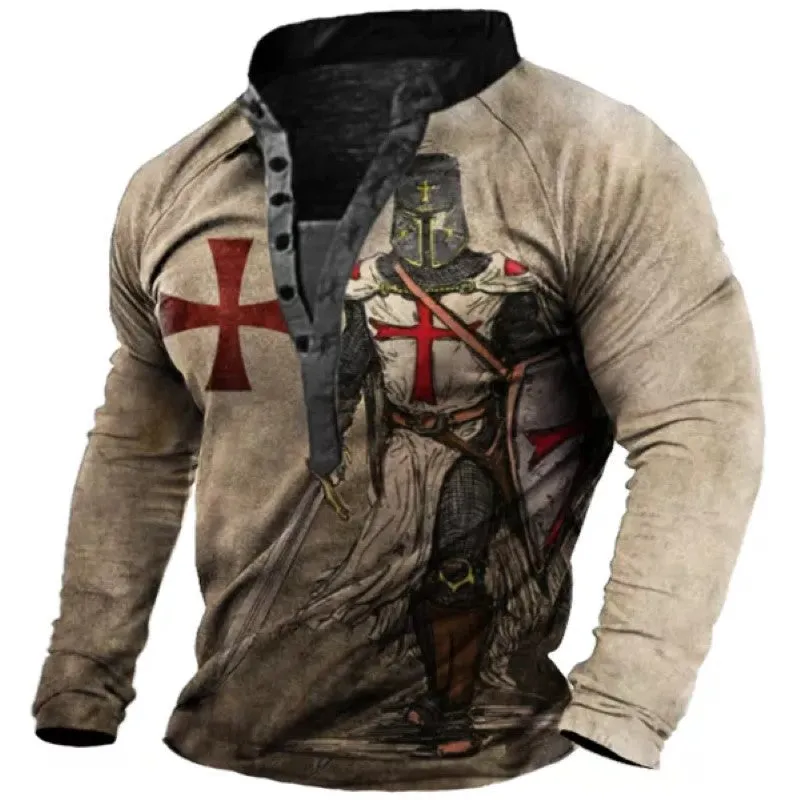Men's Vintage Templar Long Sleeve Henley T-Shirt