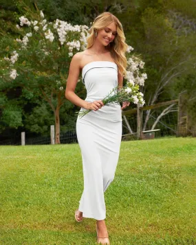 MEROKEETY Strapless Bodycon Backless Rib Knit Maxi Dress