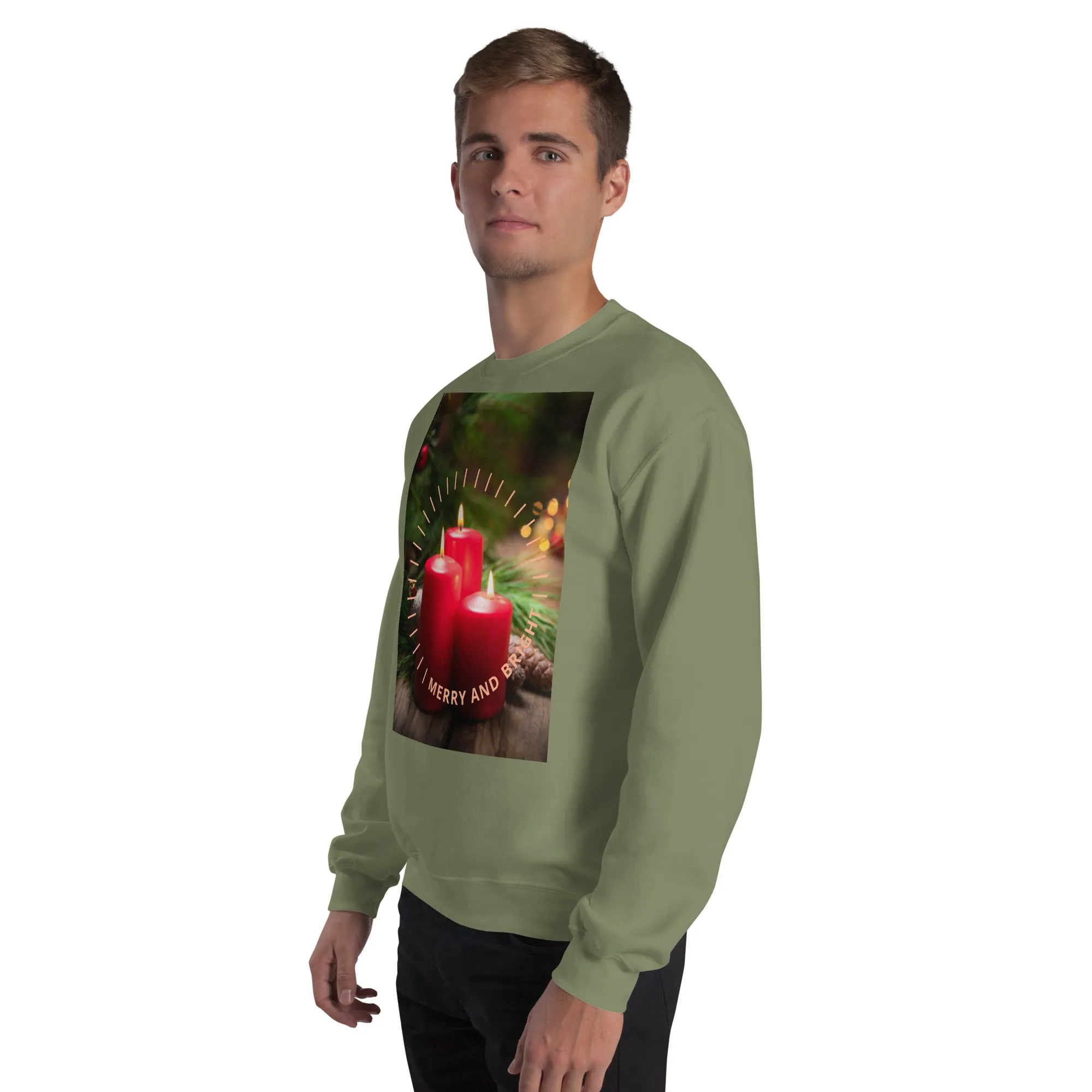 Merry And Bright Christmas Sweatshirt (Glamourange Christmas Sweatshirt Men)