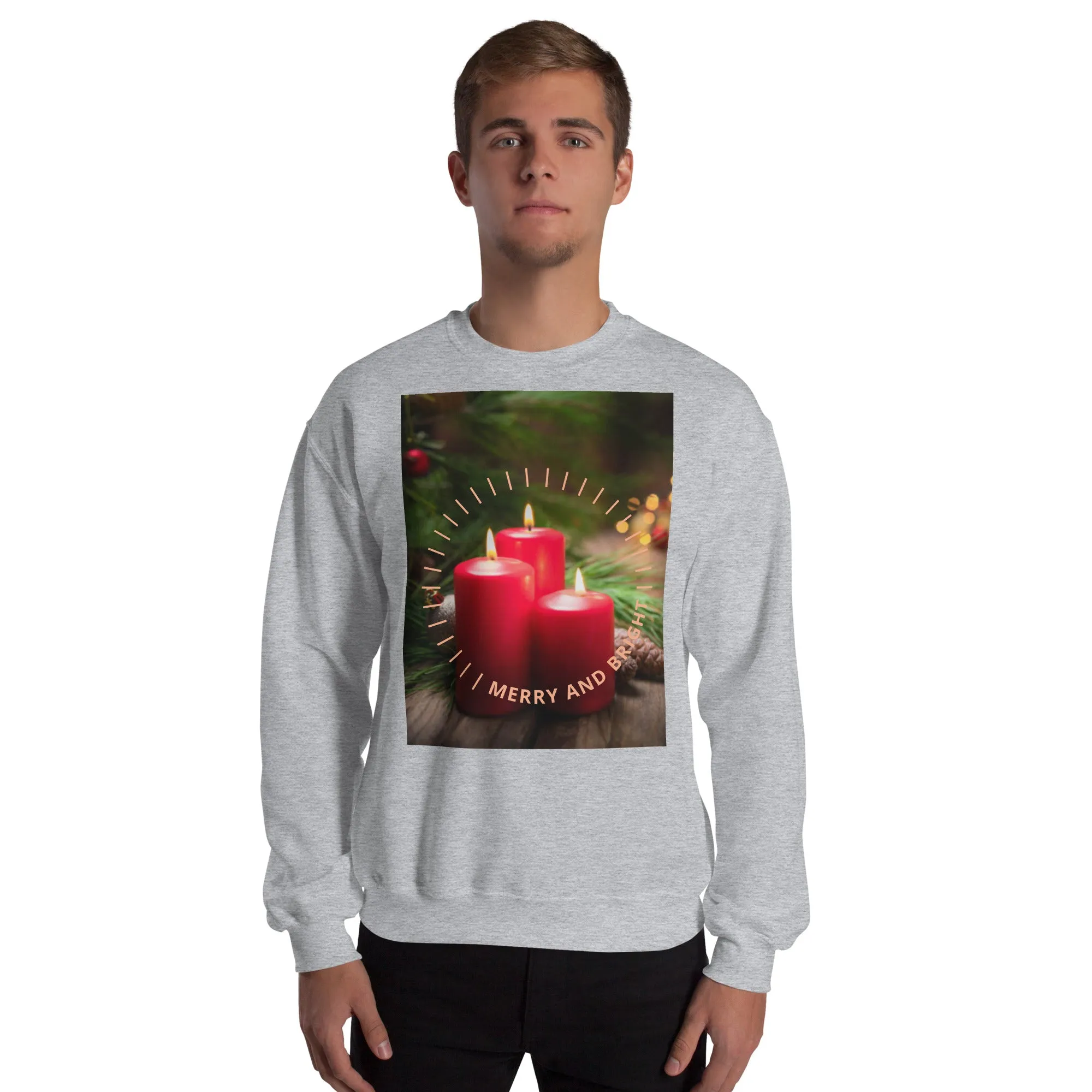 Merry And Bright Christmas Sweatshirt (Glamourange Christmas Sweatshirt Men)