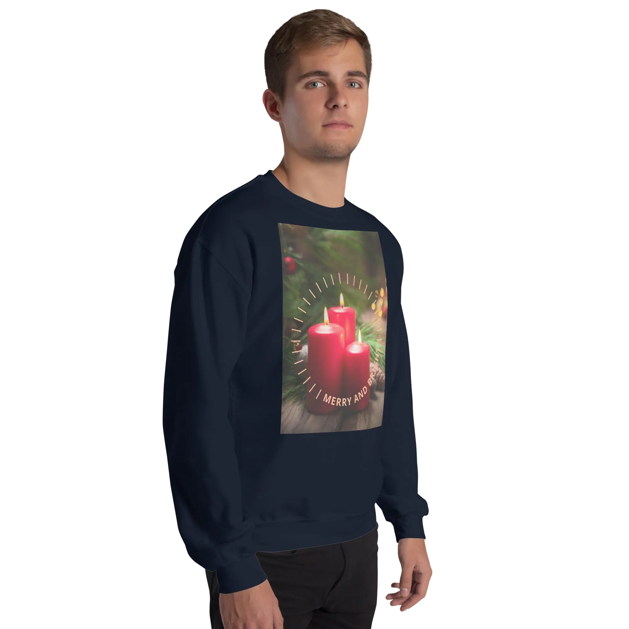 Merry And Bright Christmas Sweatshirt (Glamourange Christmas Sweatshirt Men)