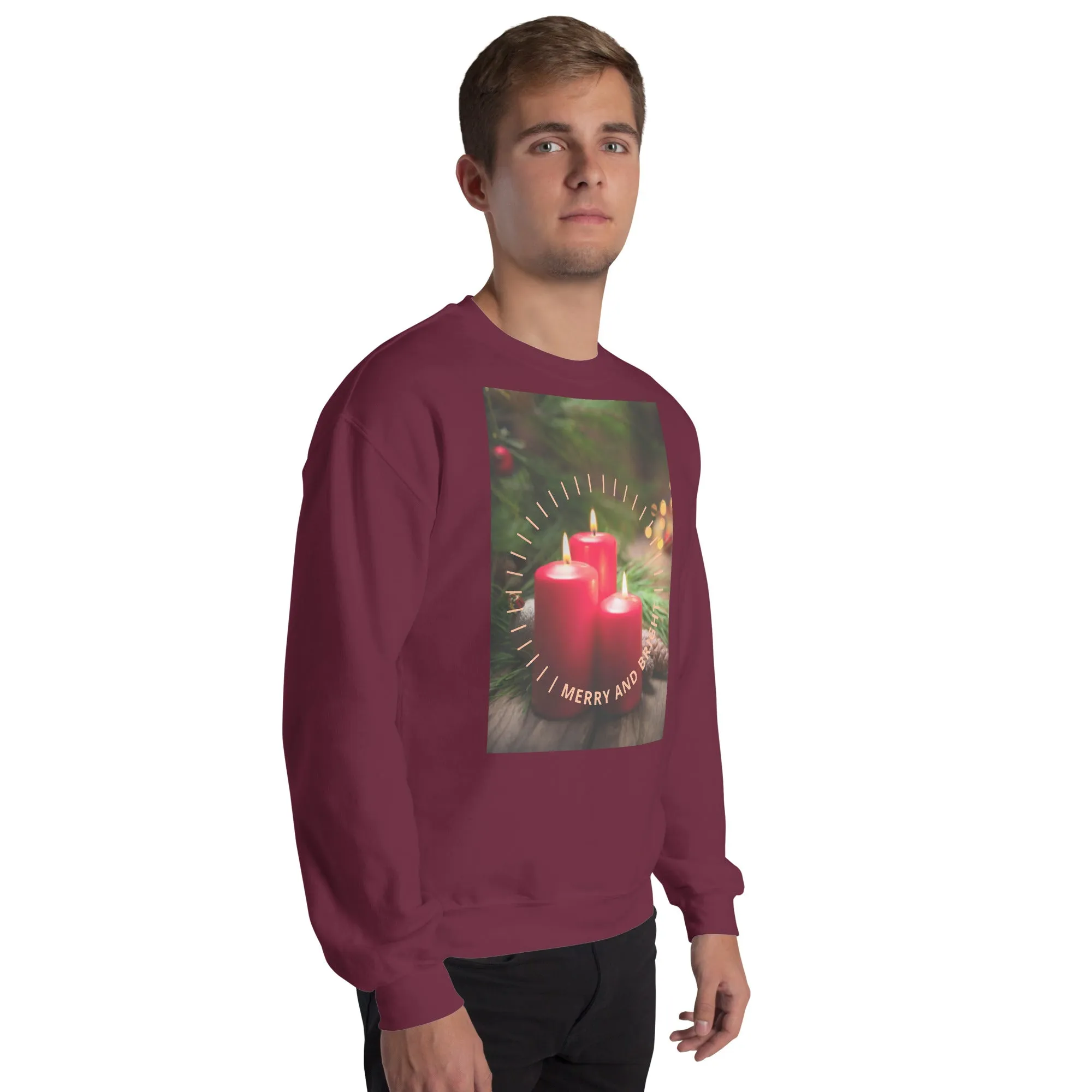Merry And Bright Christmas Sweatshirt (Glamourange Christmas Sweatshirt Men)