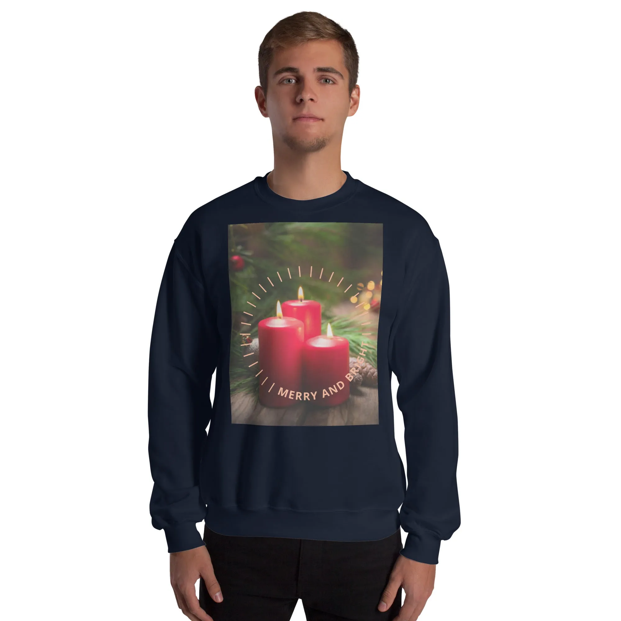 Merry And Bright Christmas Sweatshirt (Glamourange Christmas Sweatshirt Men)
