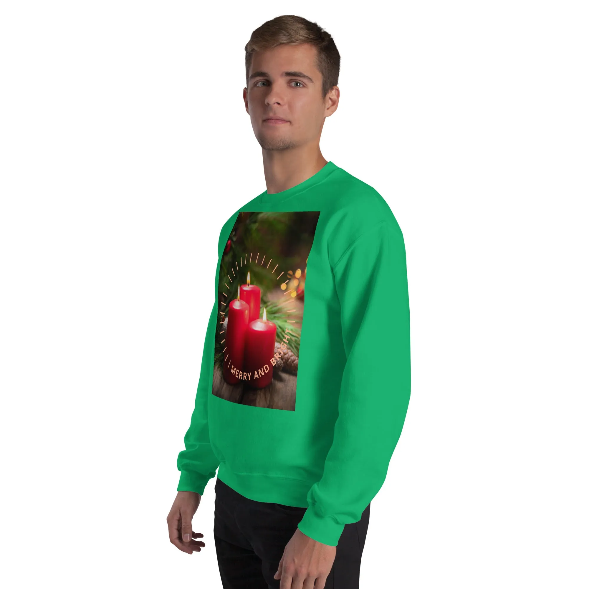 Merry And Bright Christmas Sweatshirt (Glamourange Christmas Sweatshirt Men)