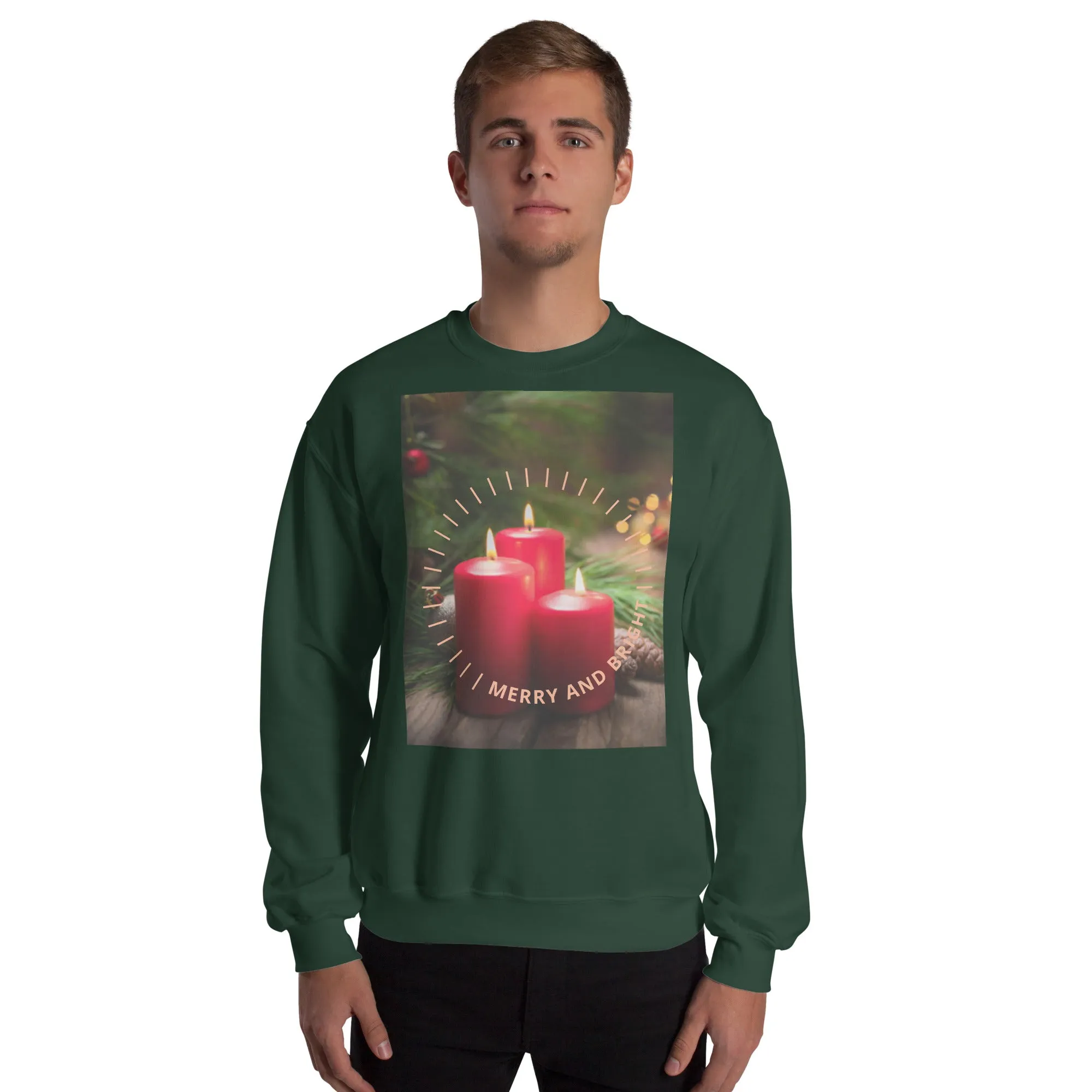 Merry And Bright Christmas Sweatshirt (Glamourange Christmas Sweatshirt Men)