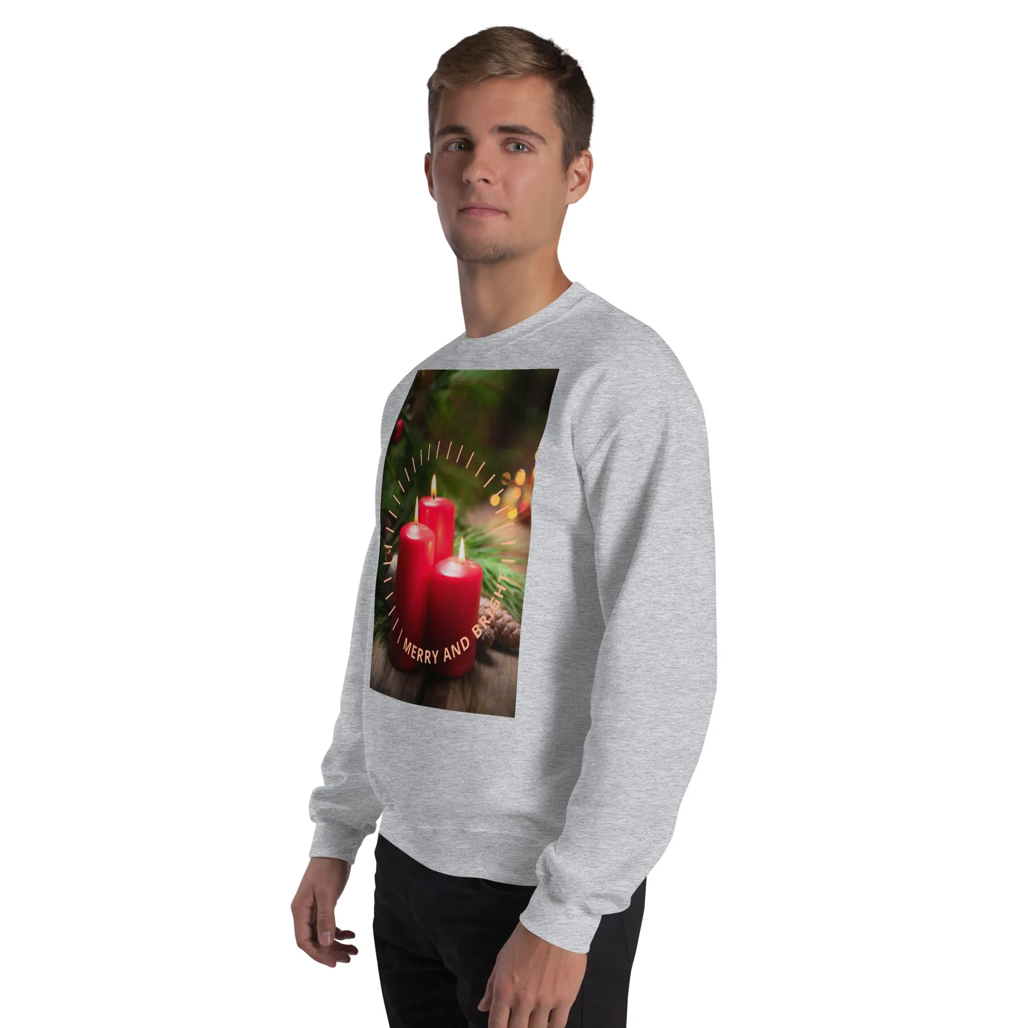 Merry And Bright Christmas Sweatshirt (Glamourange Christmas Sweatshirt Men)