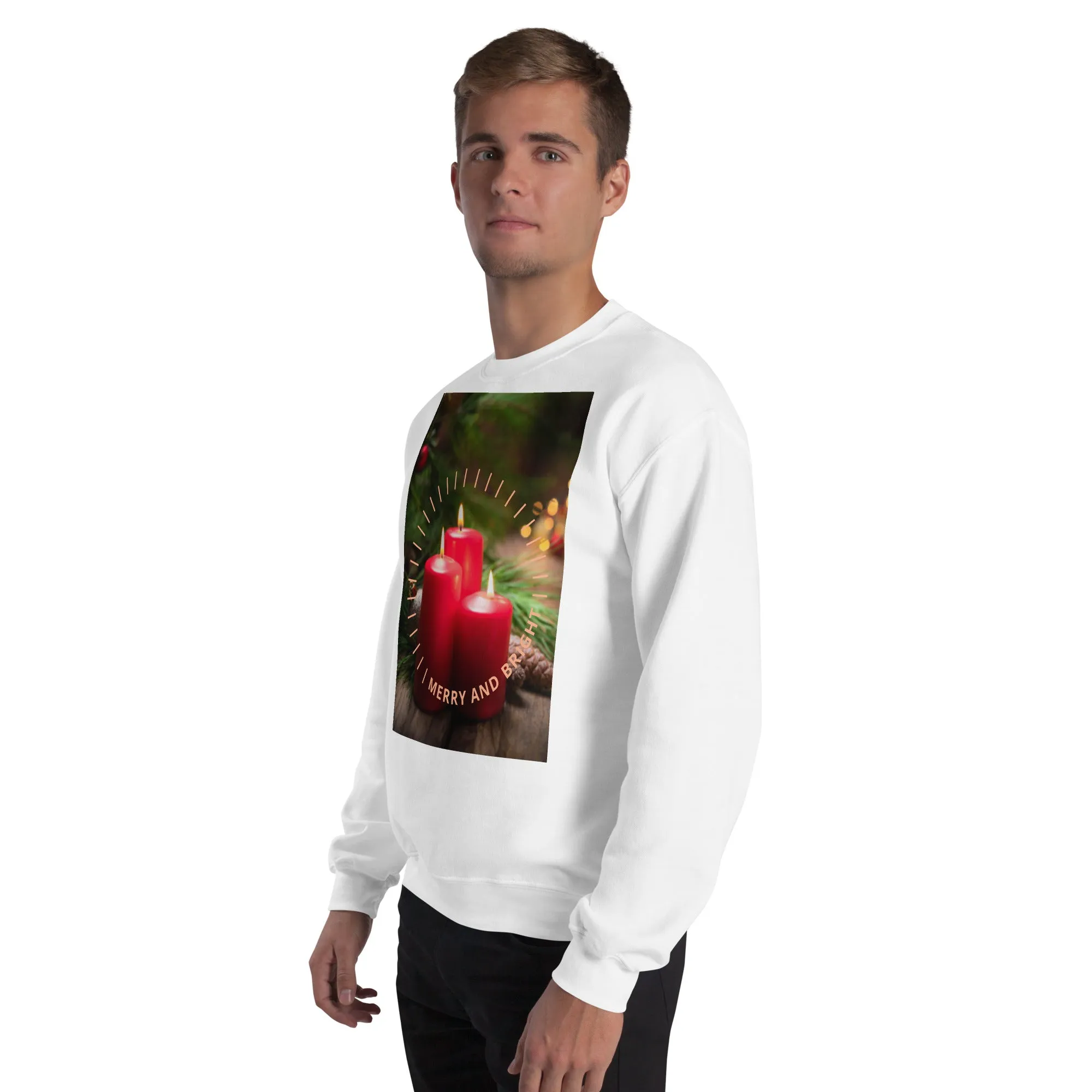 Merry And Bright Christmas Sweatshirt (Glamourange Christmas Sweatshirt Men)