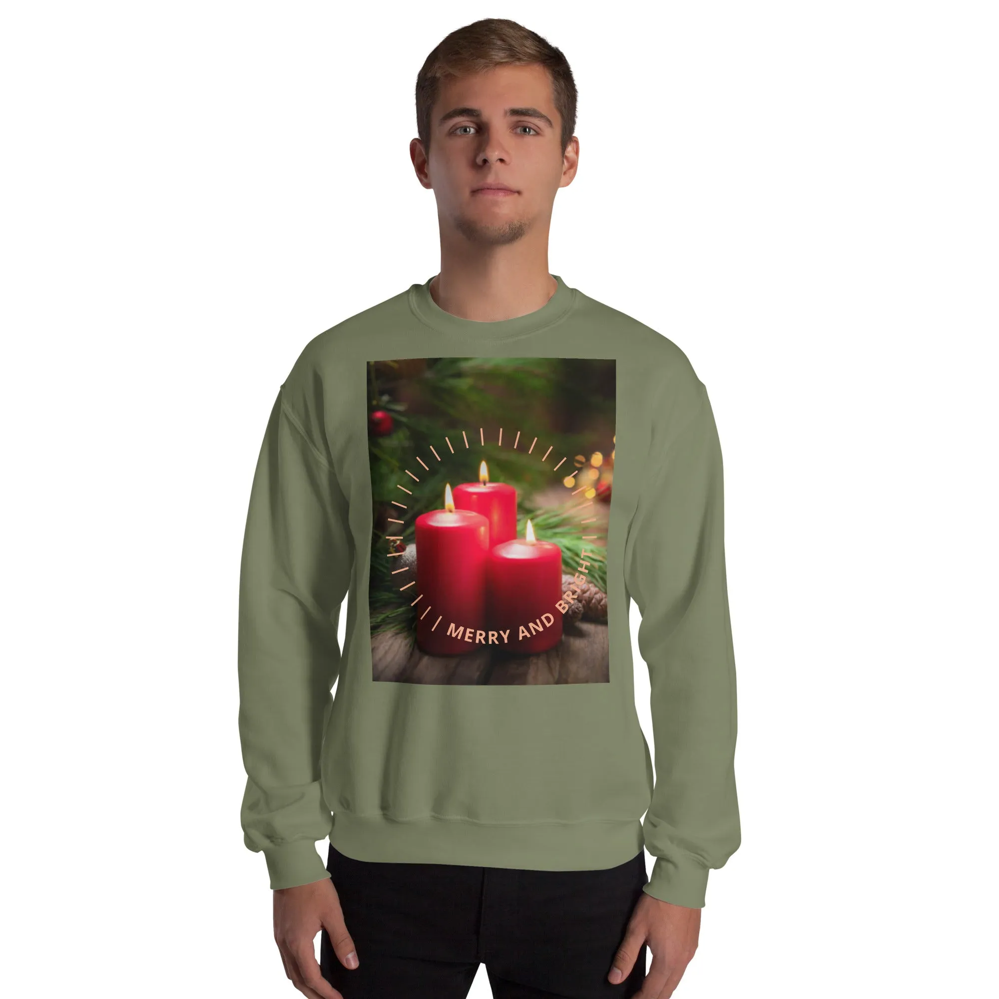 Merry And Bright Christmas Sweatshirt (Glamourange Christmas Sweatshirt Men)