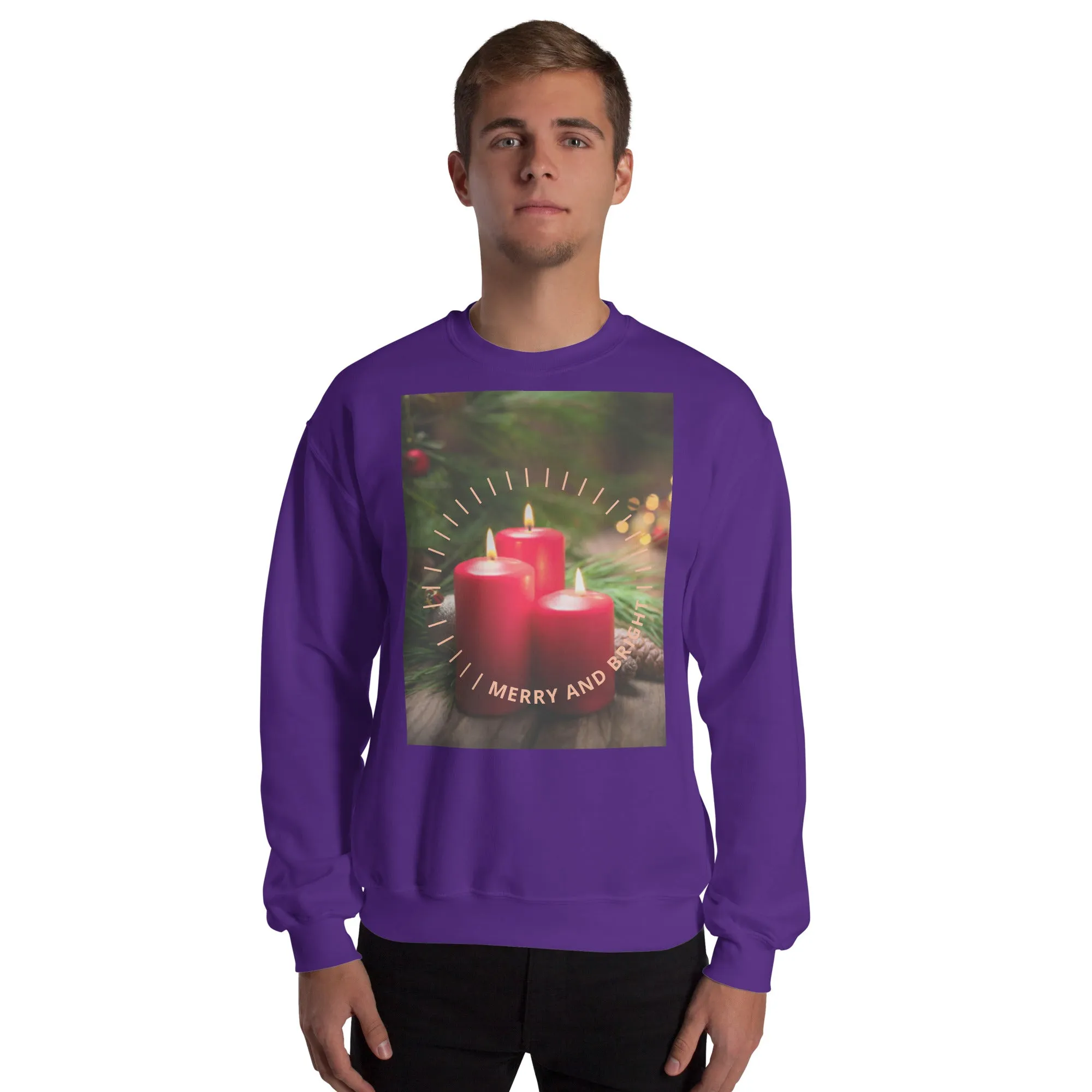 Merry And Bright Christmas Sweatshirt (Glamourange Christmas Sweatshirt Men)