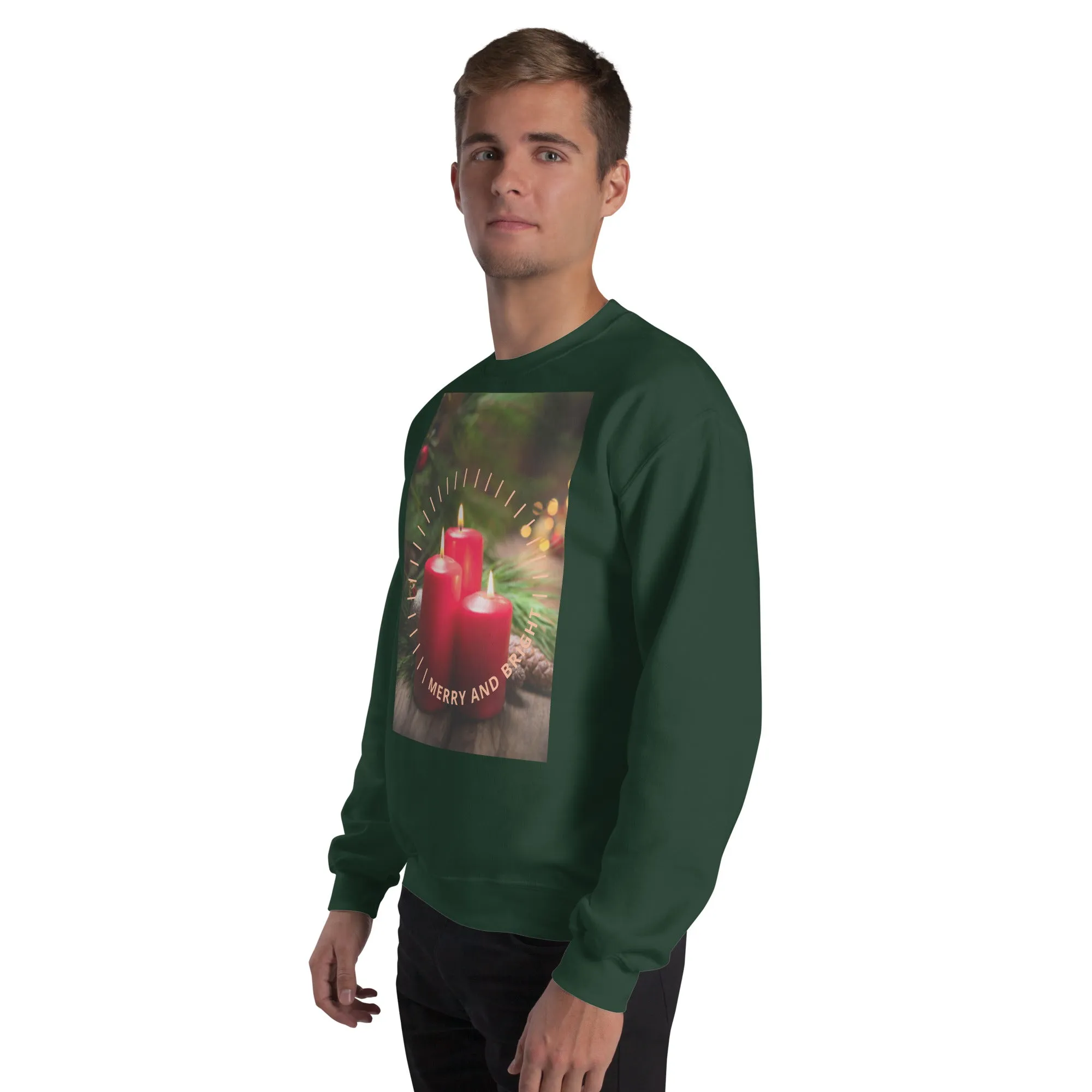 Merry And Bright Christmas Sweatshirt (Glamourange Christmas Sweatshirt Men)