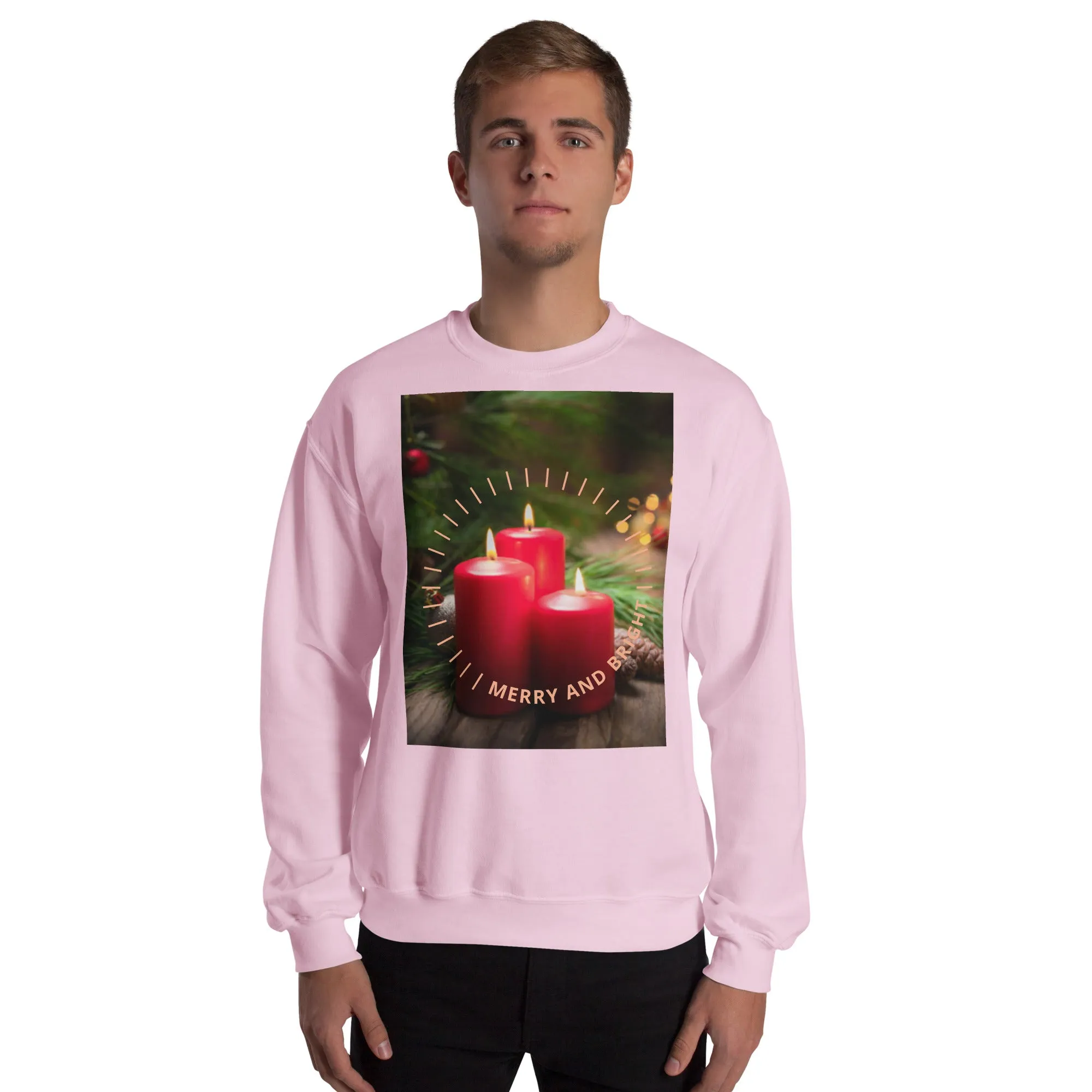 Merry And Bright Christmas Sweatshirt (Glamourange Christmas Sweatshirt Men)