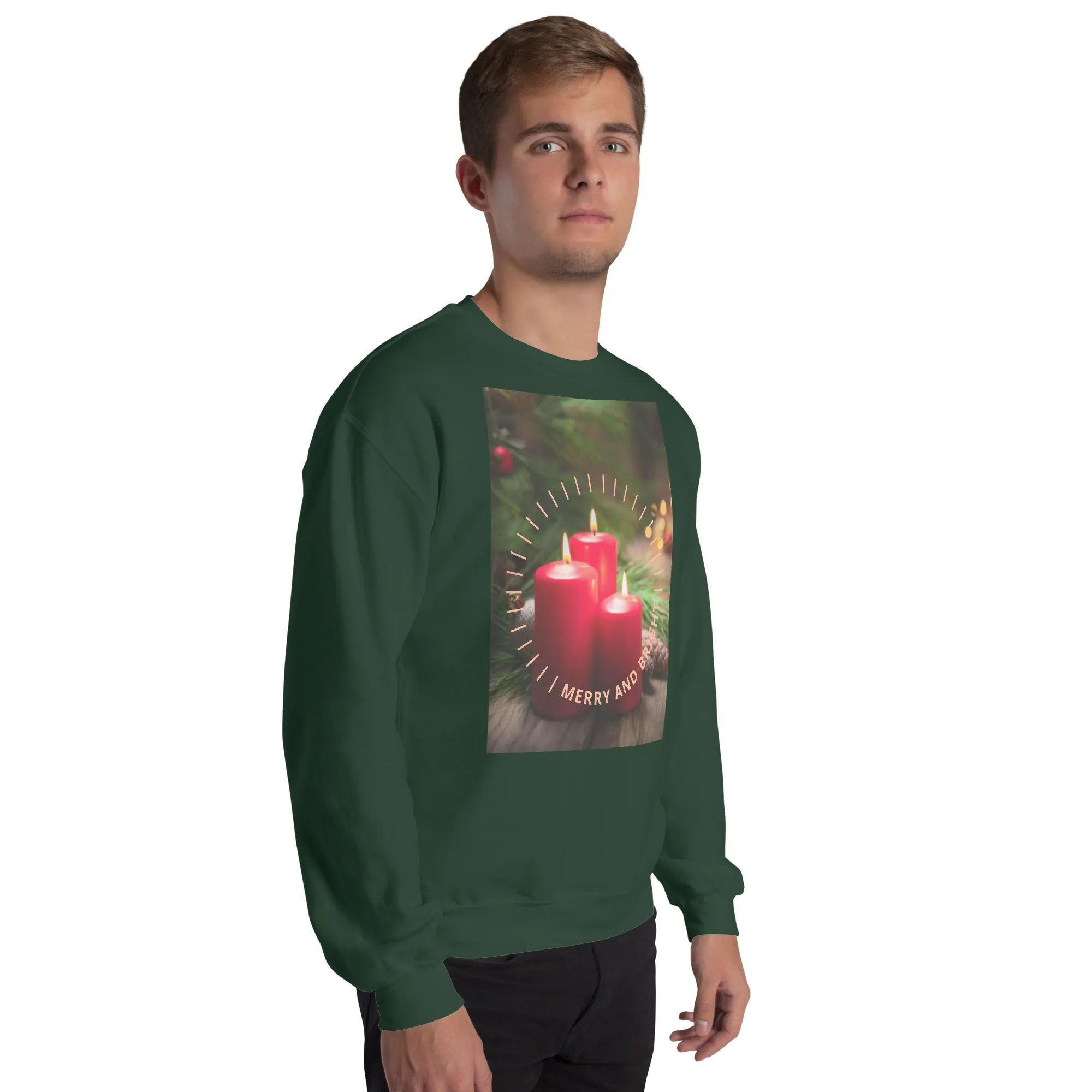 Merry And Bright Christmas Sweatshirt (Glamourange Christmas Sweatshirt Men)