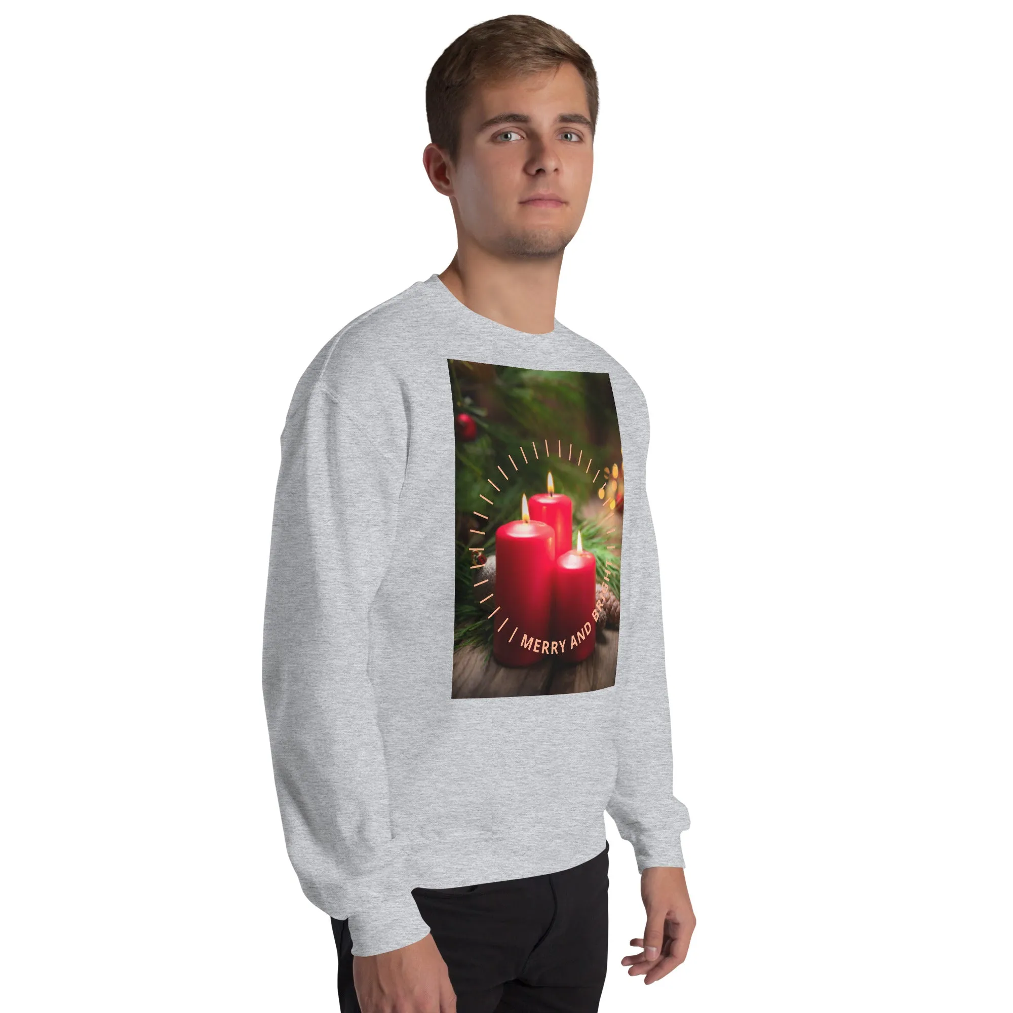 Merry And Bright Christmas Sweatshirt (Glamourange Christmas Sweatshirt Men)