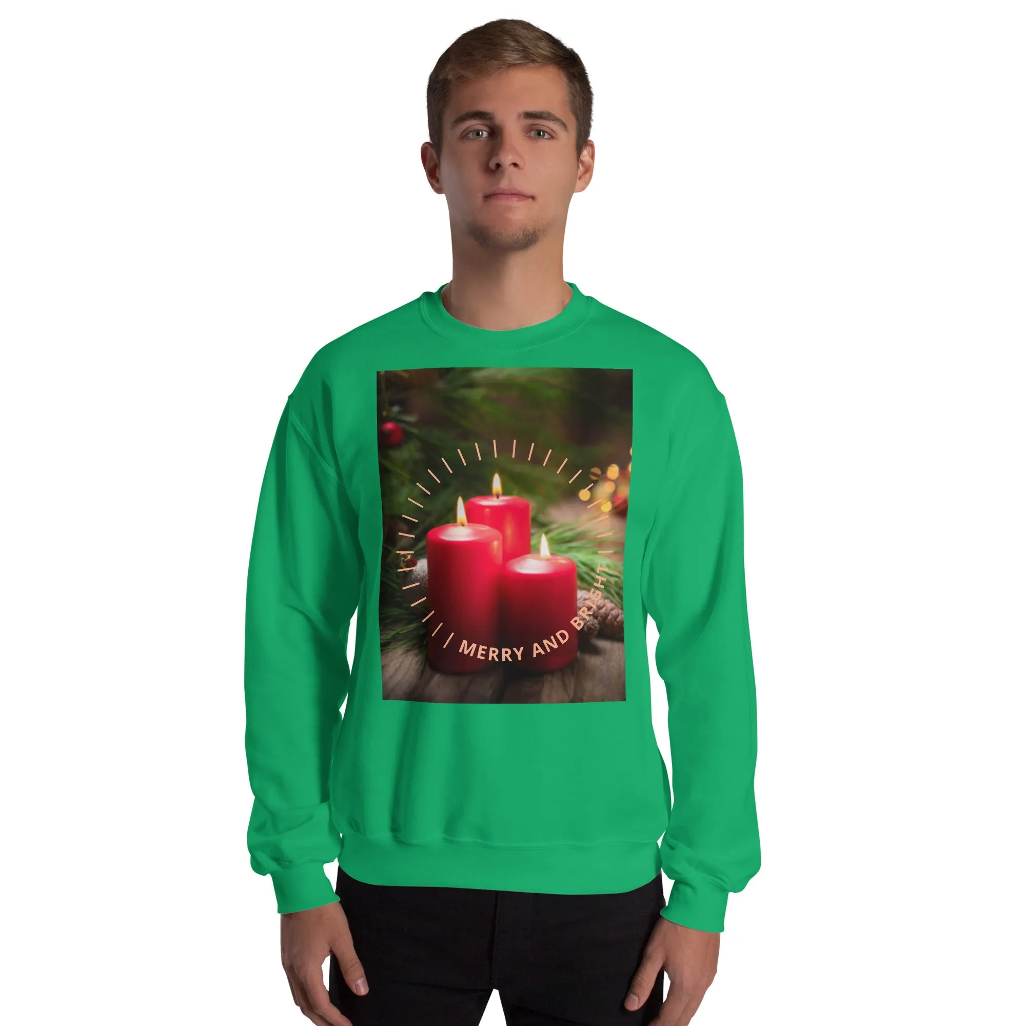 Merry And Bright Christmas Sweatshirt (Glamourange Christmas Sweatshirt Men)