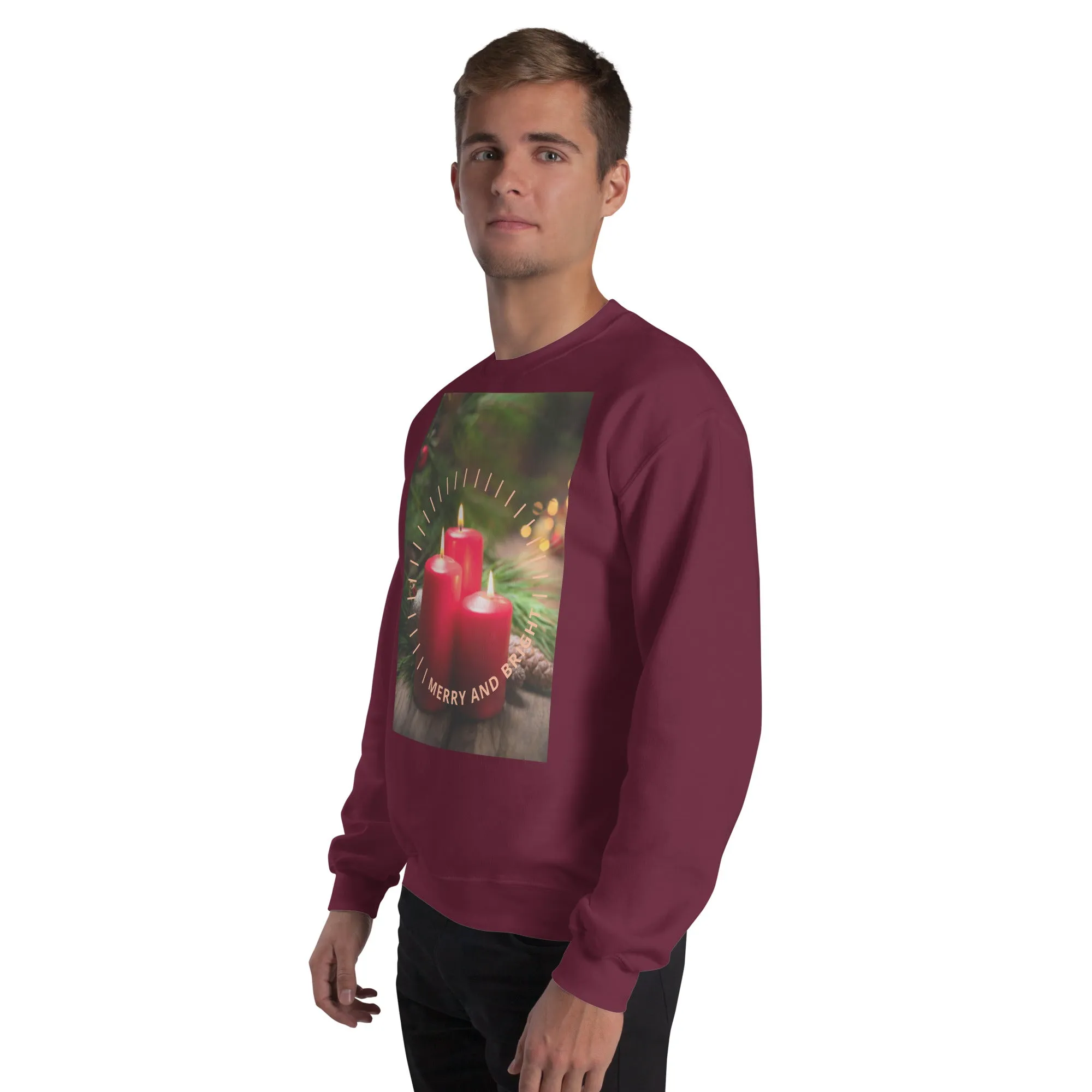 Merry And Bright Christmas Sweatshirt (Glamourange Christmas Sweatshirt Men)