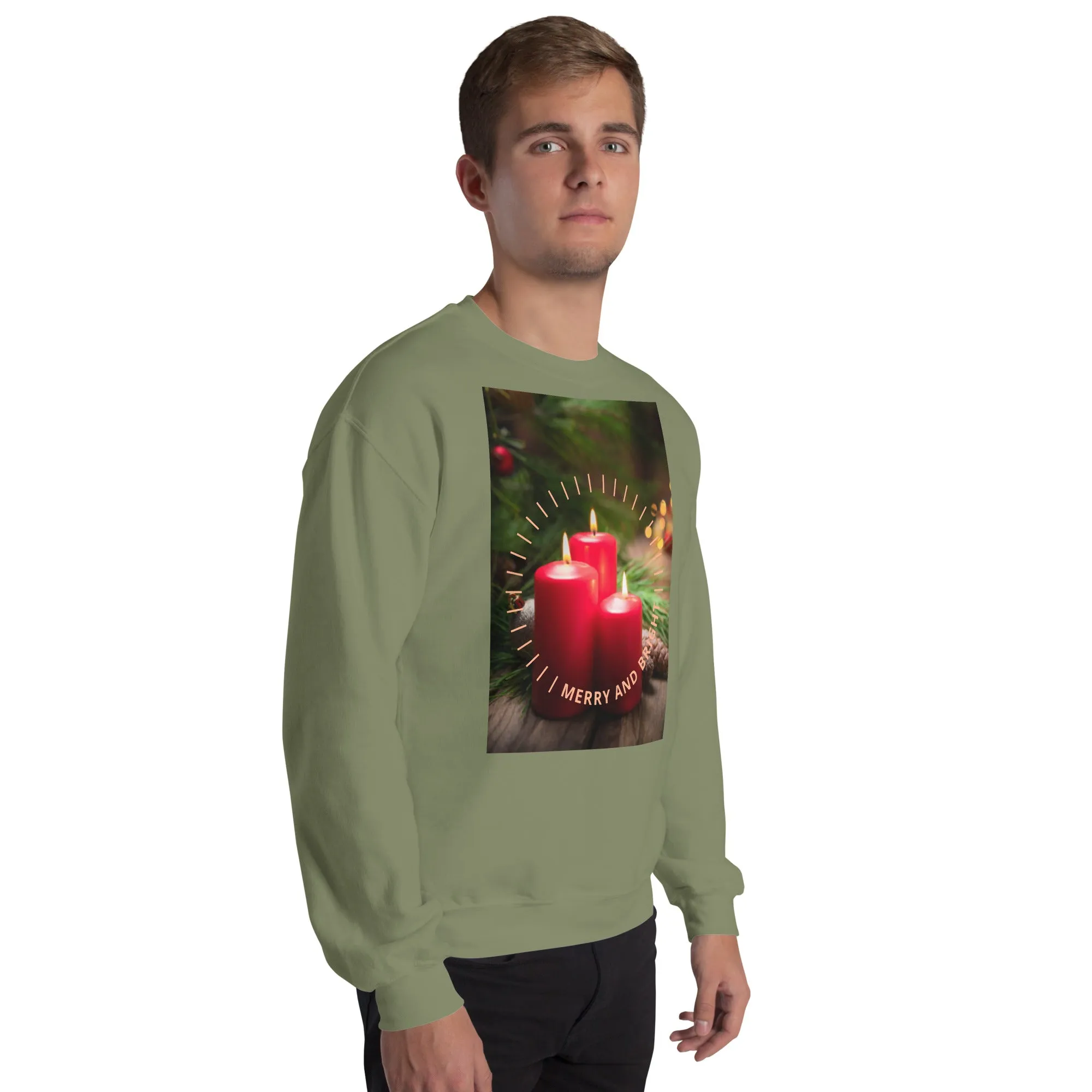 Merry And Bright Christmas Sweatshirt (Glamourange Christmas Sweatshirt Men)