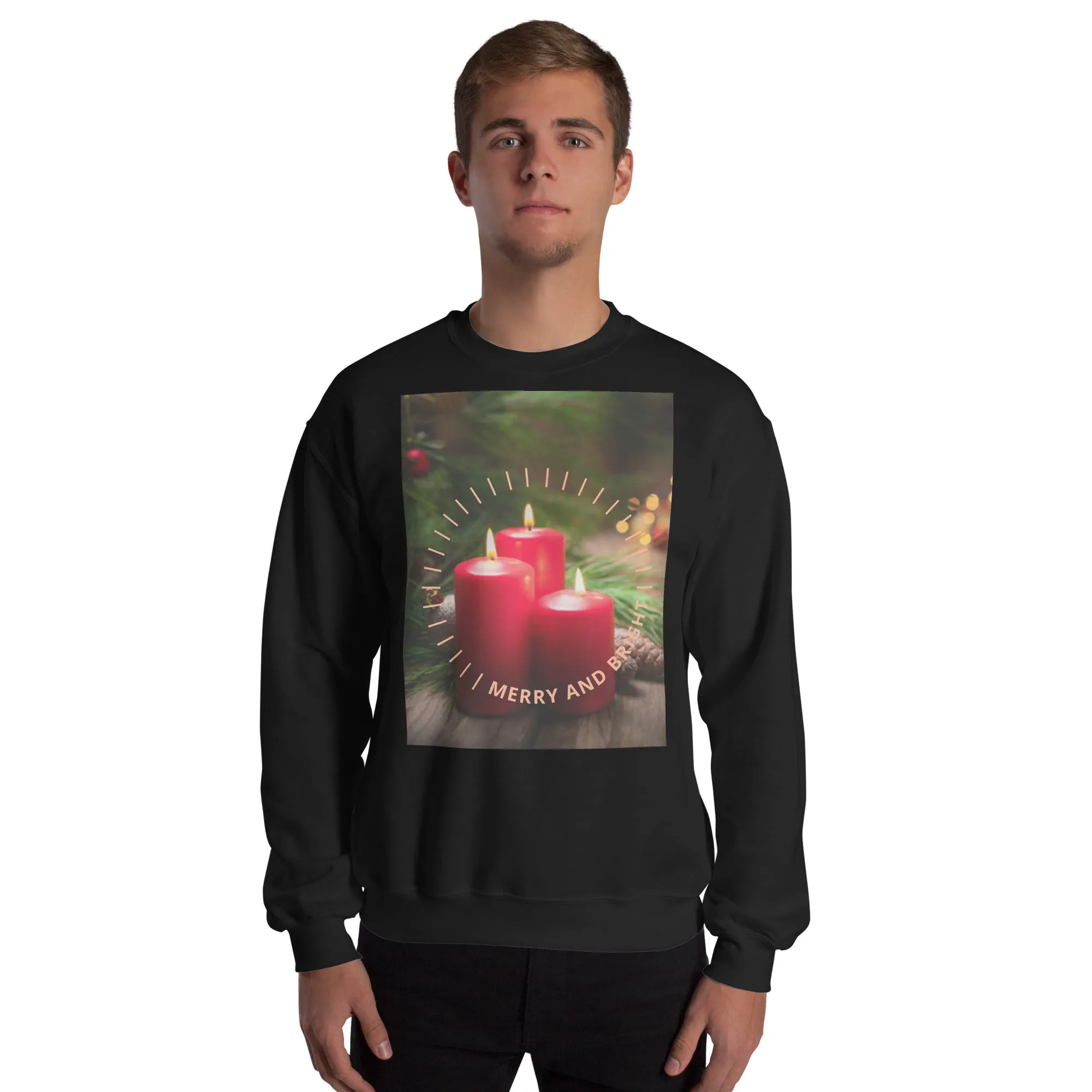 Merry And Bright Christmas Sweatshirt (Glamourange Christmas Sweatshirt Men)