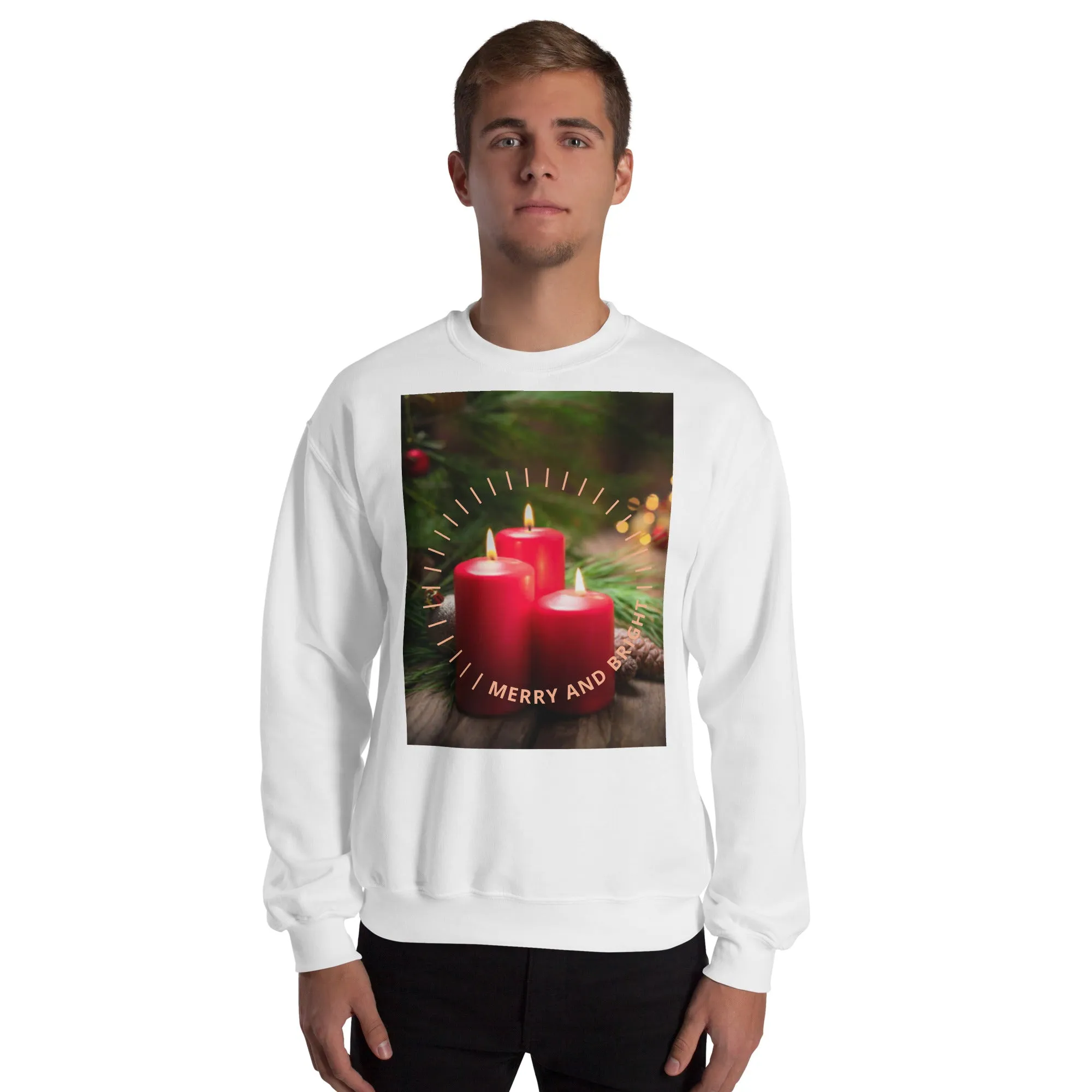 Merry And Bright Christmas Sweatshirt (Glamourange Christmas Sweatshirt Men)