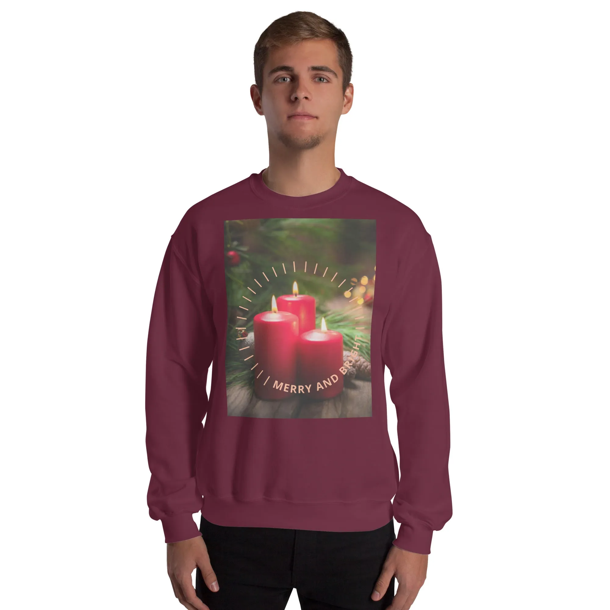 Merry And Bright Christmas Sweatshirt (Glamourange Christmas Sweatshirt Men)
