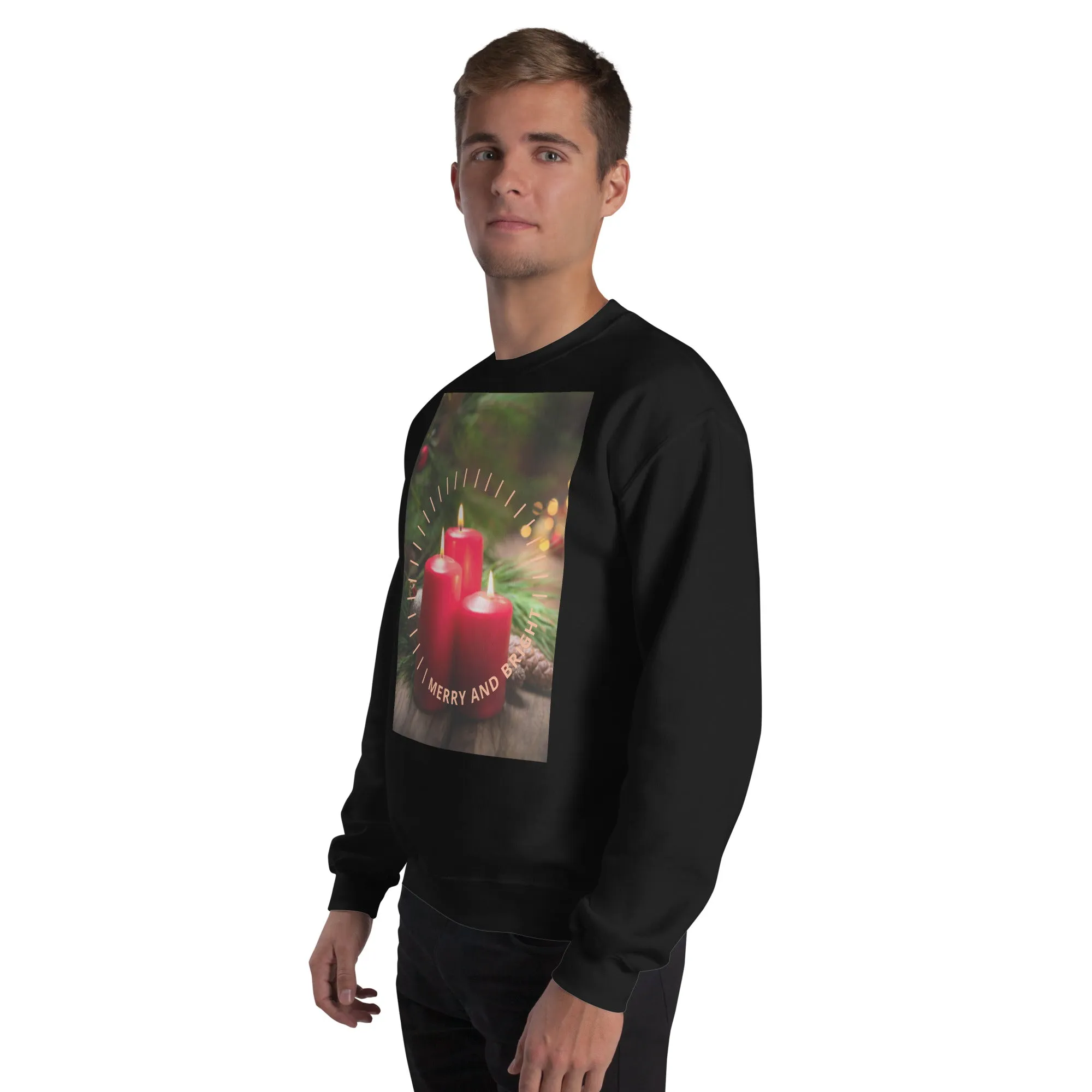 Merry And Bright Christmas Sweatshirt (Glamourange Christmas Sweatshirt Men)