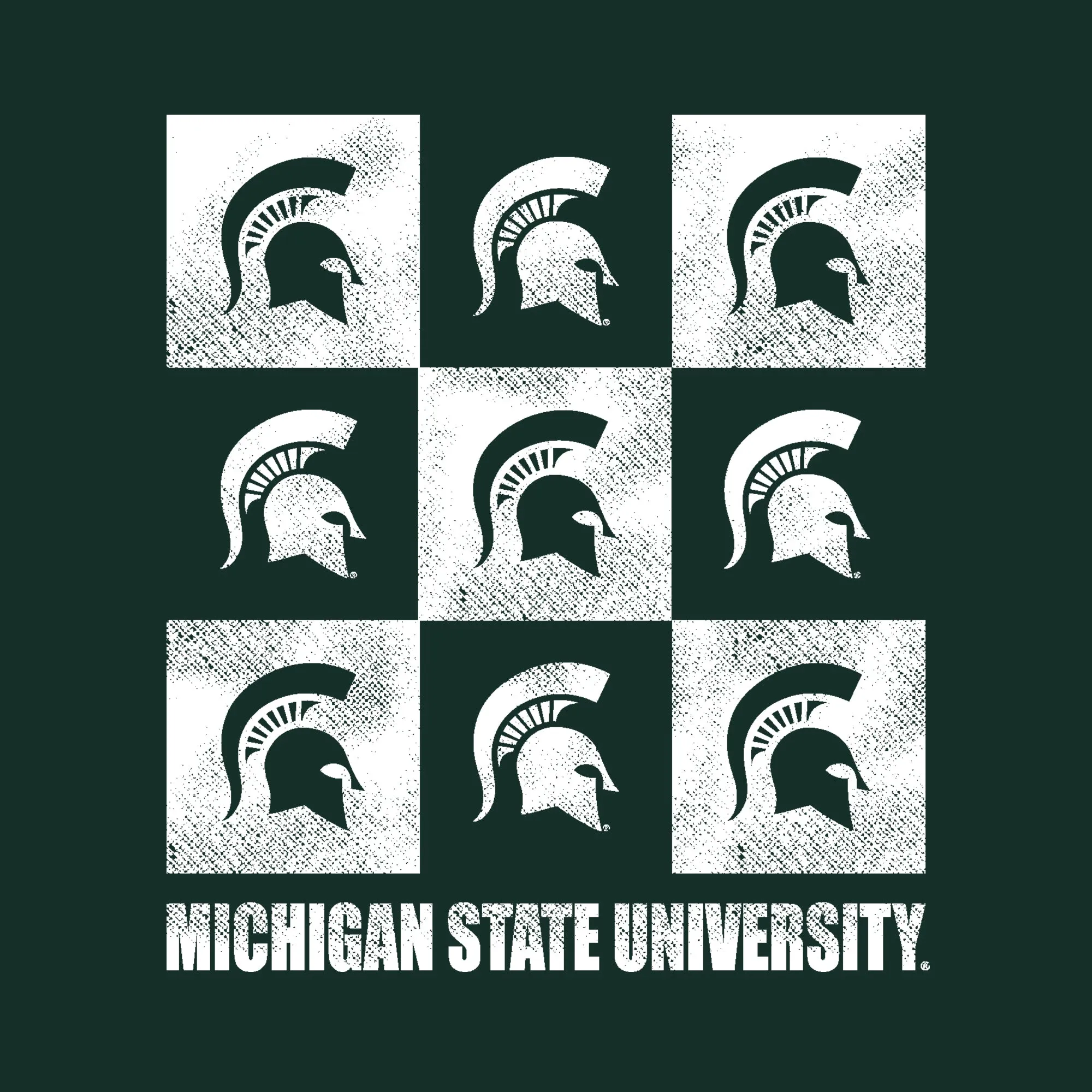 Michigan State Spartans Checkerbox Crewneck Sweatshirt - Forest