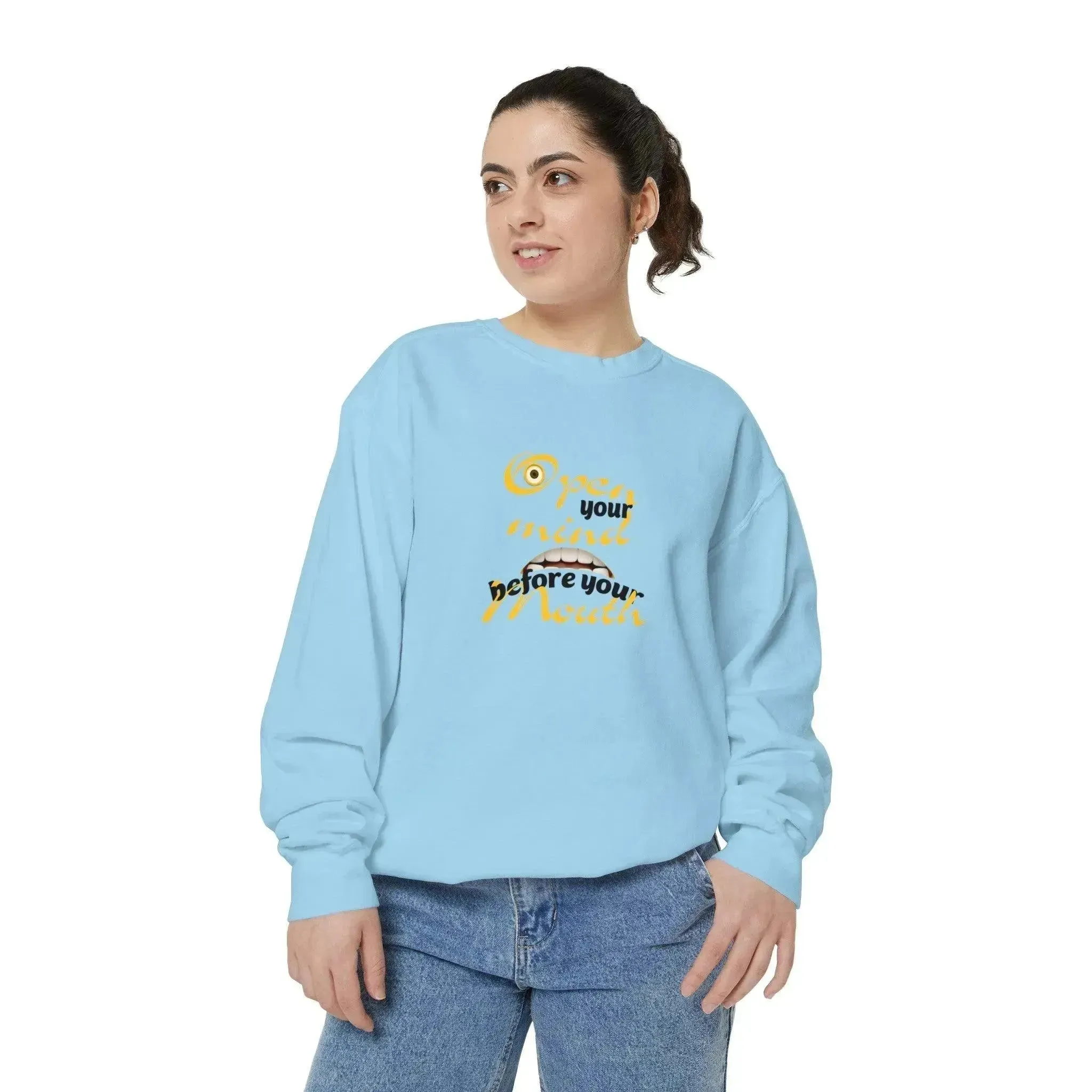 Minion Mouth and Eye Unisex Garment Dyed Sweatshirt