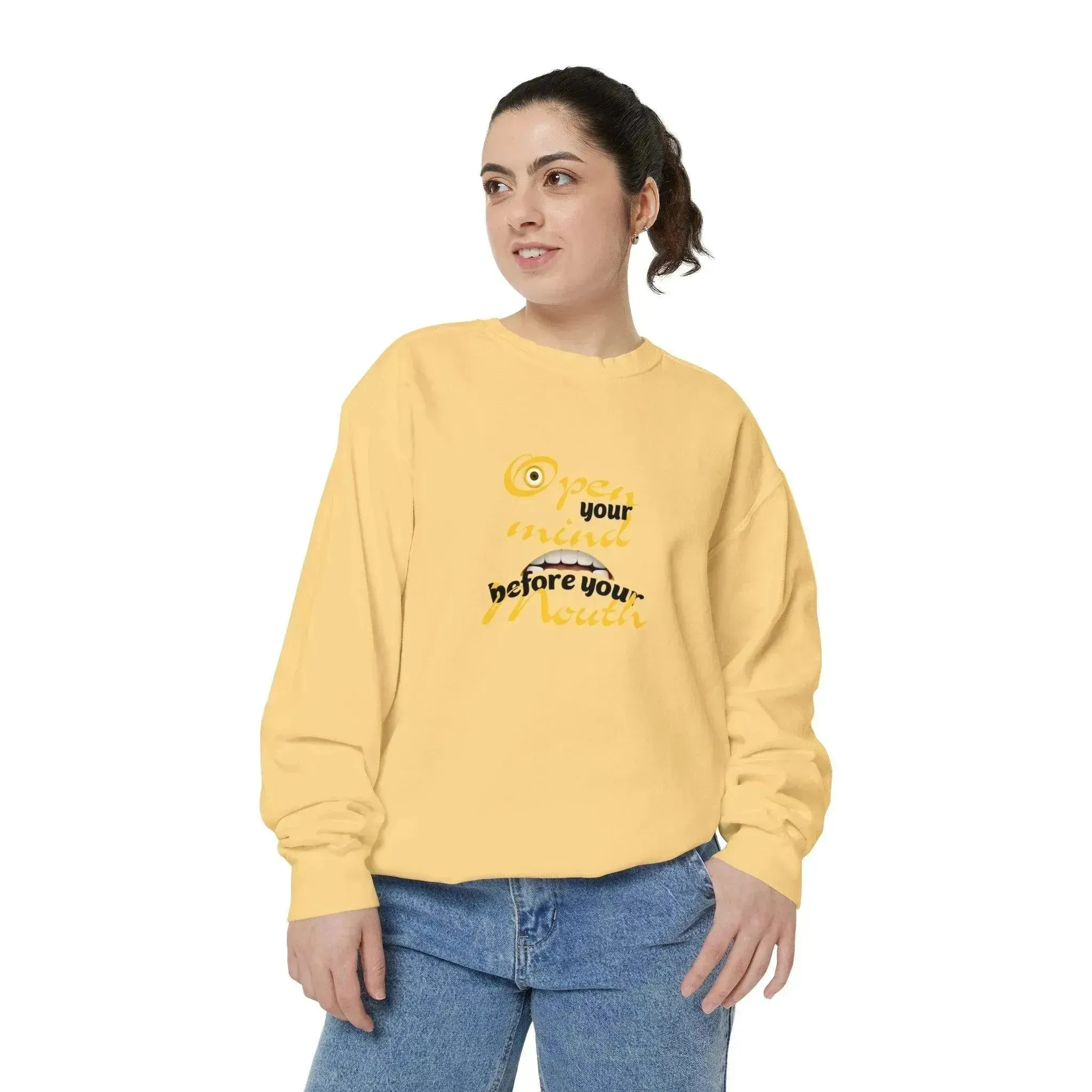Minion Mouth and Eye Unisex Garment Dyed Sweatshirt