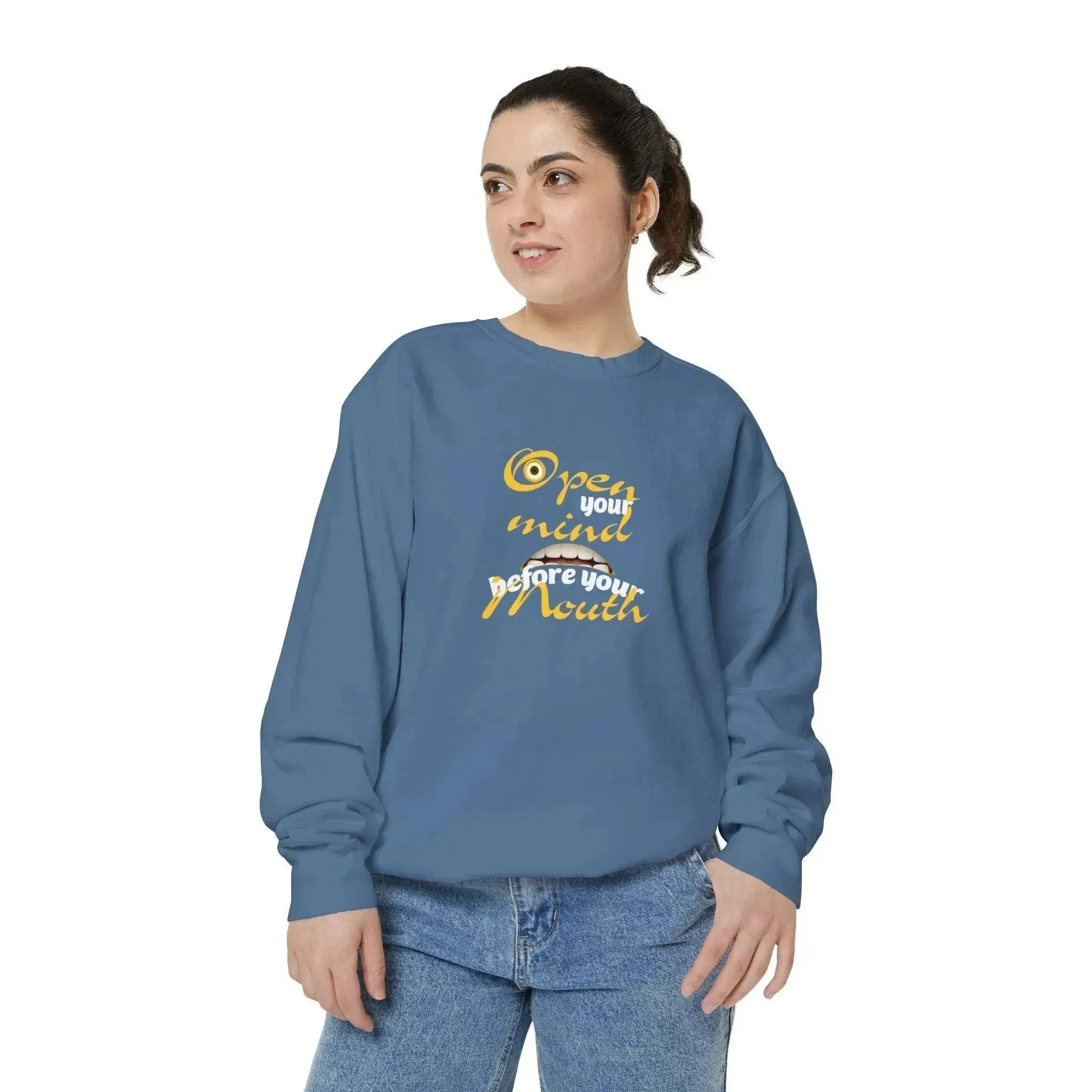 Minion Mouth and Eye Unisex Garment Dyed Sweatshirt
