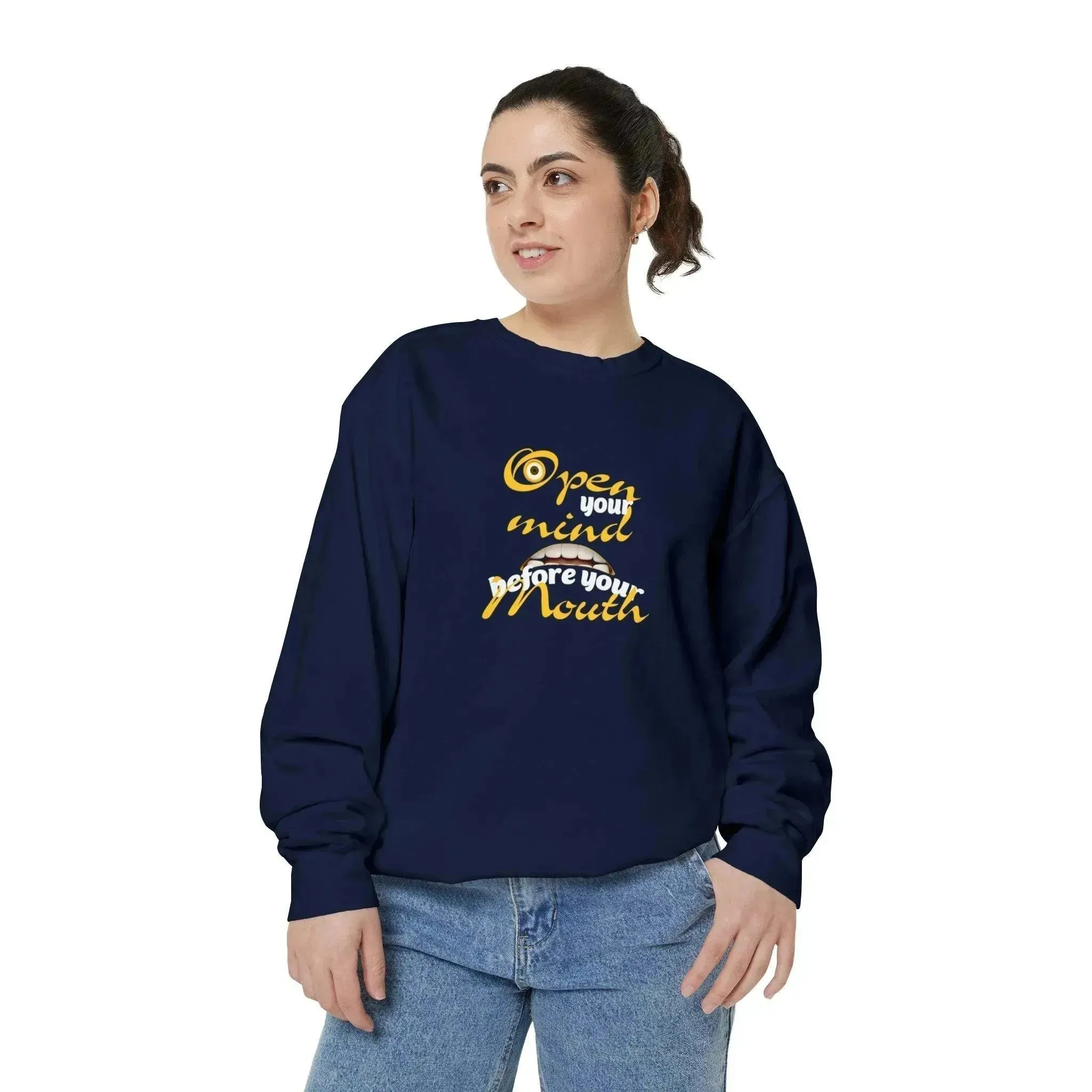 Minion Mouth and Eye Unisex Garment Dyed Sweatshirt