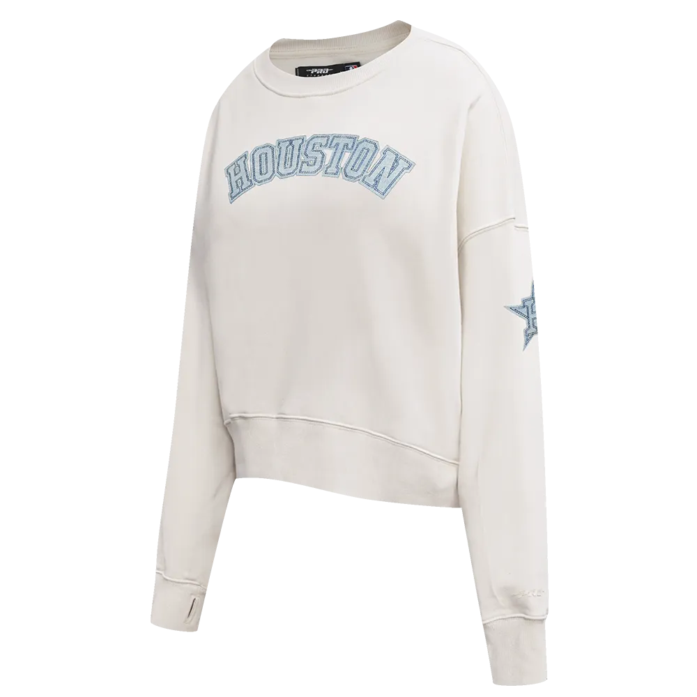 MLB HOUSTON ASTROS VARSITY BLUES WOMEN'S CREWNECK (LINEN)