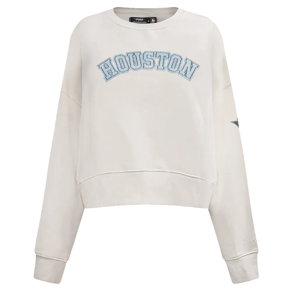 MLB HOUSTON ASTROS VARSITY BLUES WOMEN'S CREWNECK (LINEN)
