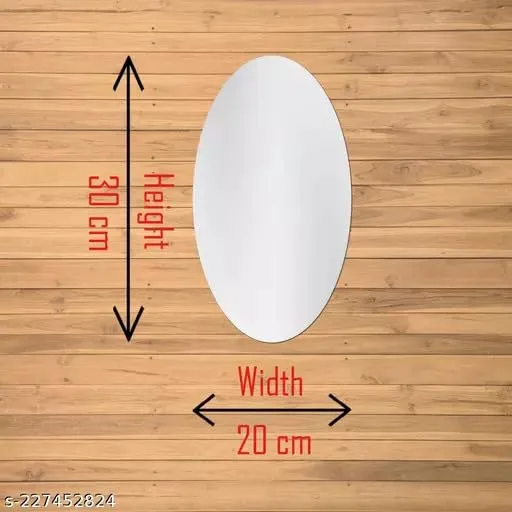 NAKODA FASHION Self Adhesive Plastic Oval Mirror for Wall Stickers (30x20) cm Frameless Flexible Mirror for Bathroom | Bedroom | Living Room Mirror Wall Decor