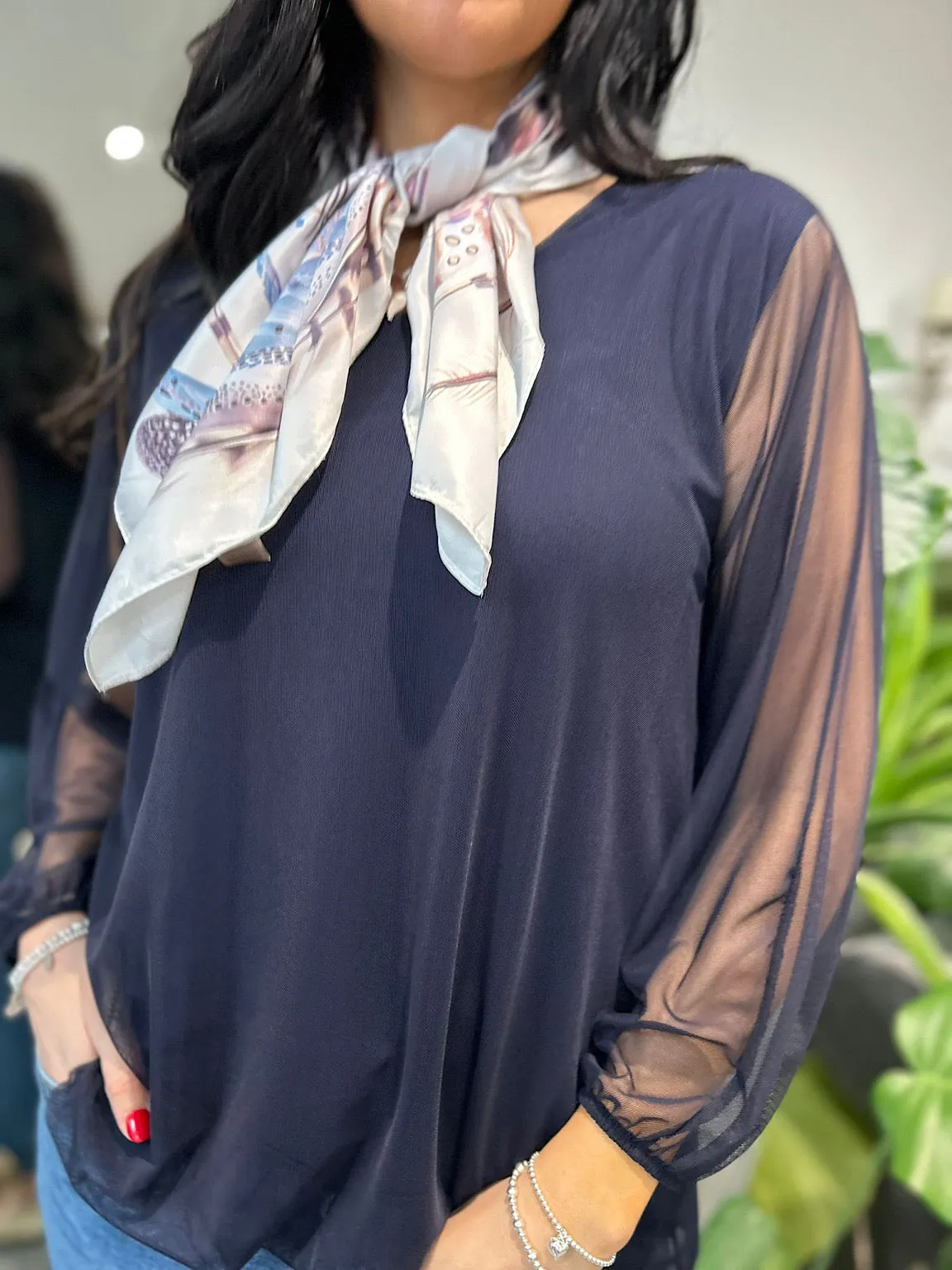 Navy Fine Mesh Layer Top Samantha