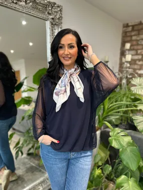 Navy Fine Mesh Layer Top Samantha