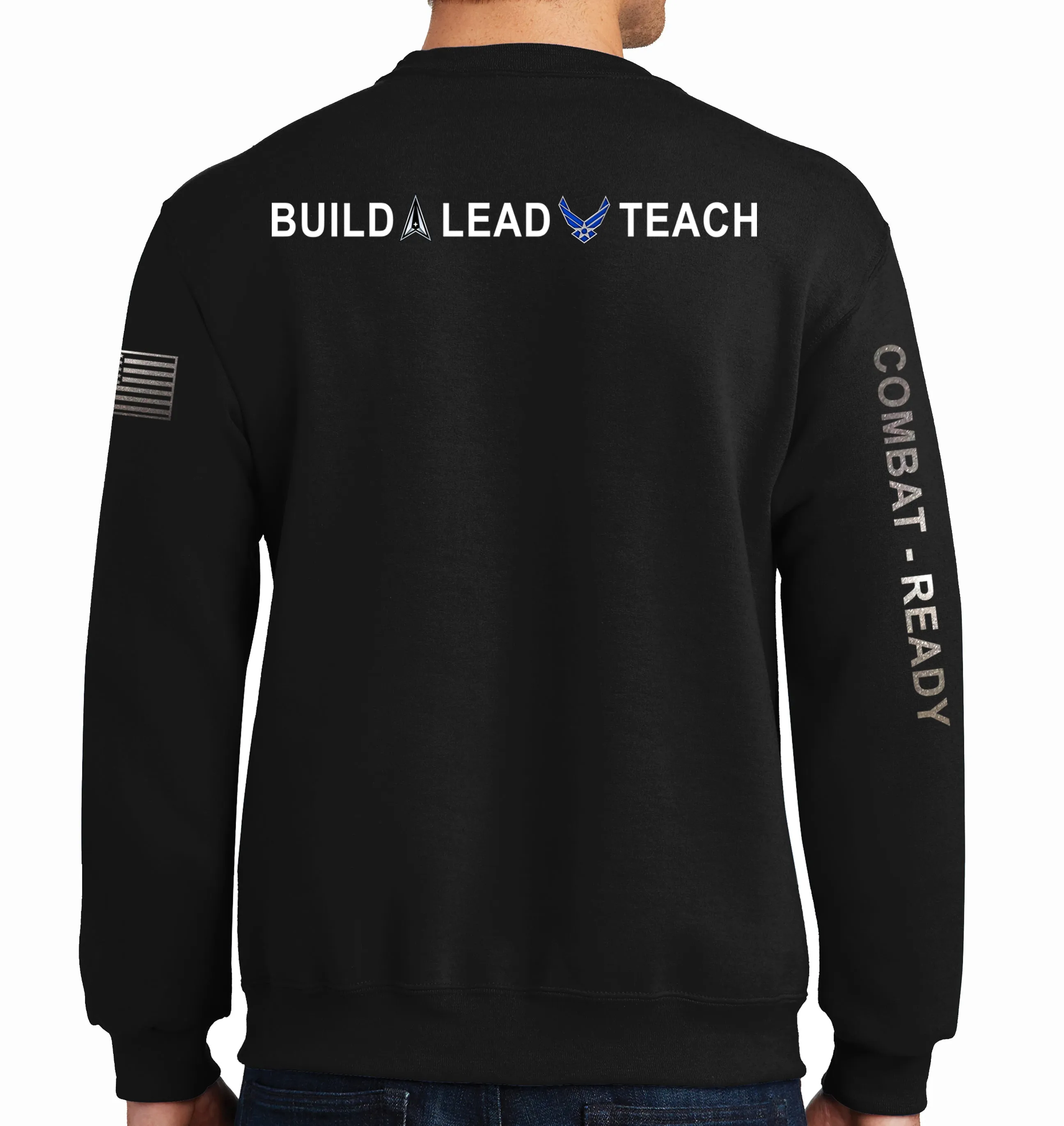 NCO Black on Black 50-50 Blend Crewneck Unisex Sweatshirt. This shirt IS approved for PT.