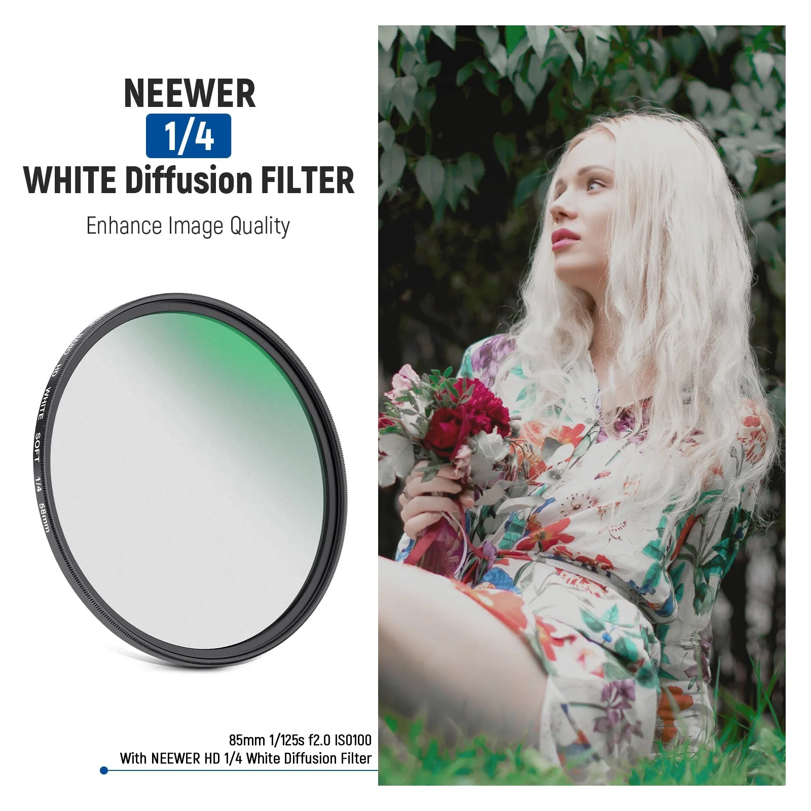NEEWER Soft White Diffusion 1/4 Filter