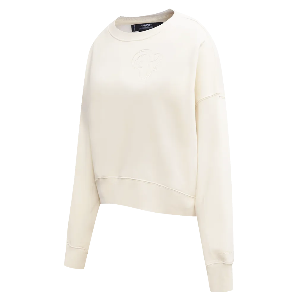 NFL LOS ANGELES RAMS NEUTRAL WOMEN'S FLC CREWNECK (EGGSHELL)