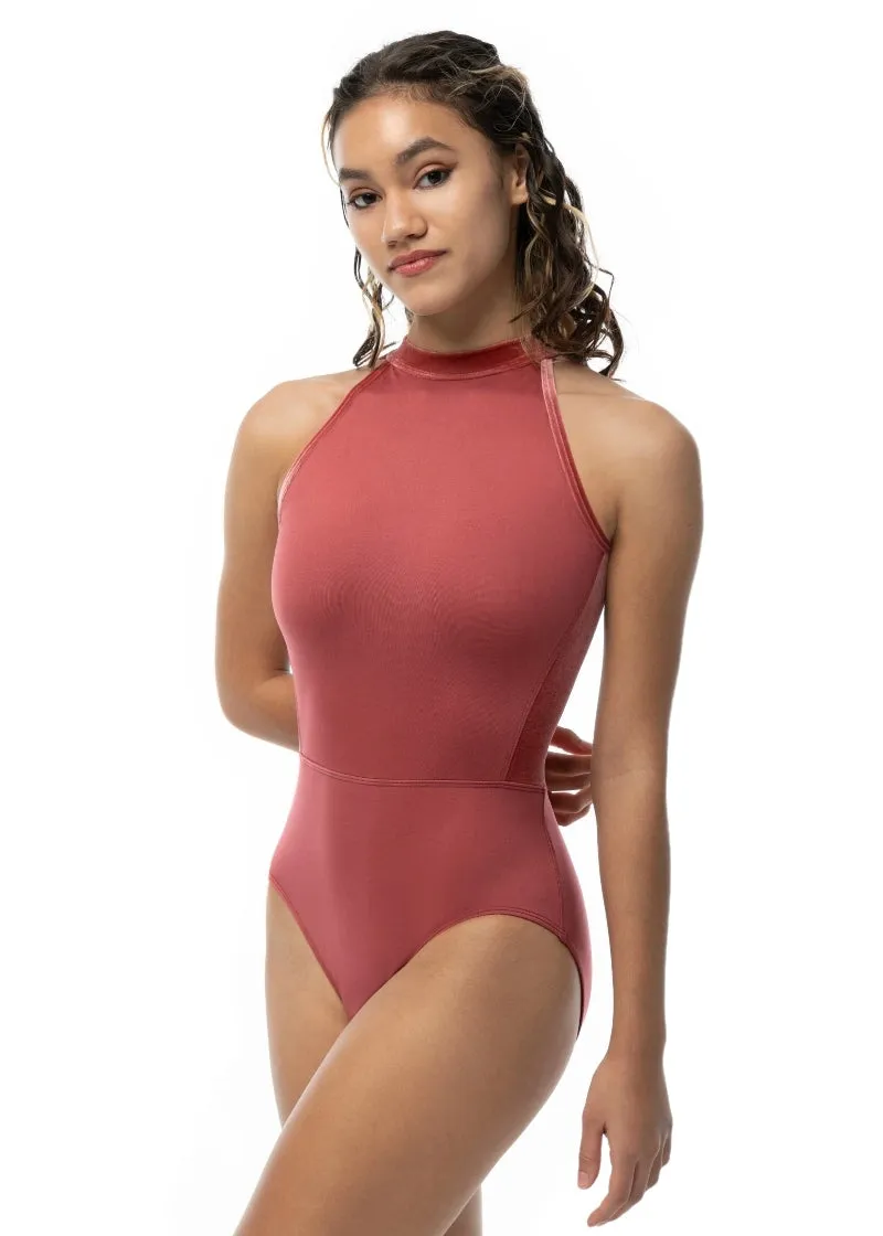 ON SALE Stardust Velvet High Neck Tank Leotard (Sangria)
