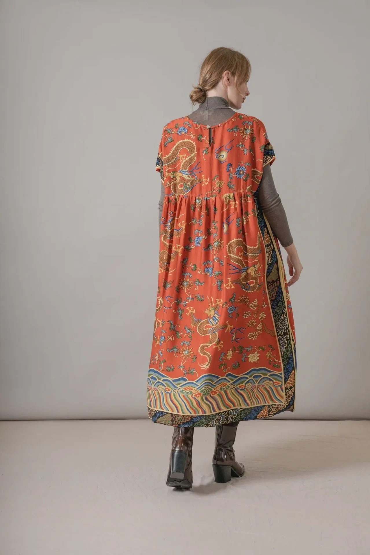 One Hundred Stars Dragon Rust Pleat Dress