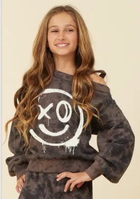 One shoulder Smile X-Eye Sweat Top
