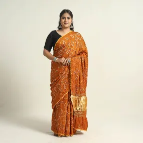 Orange - Kutch Tie-Dye Modal Silk Bandhani Saree with Zari Border 60