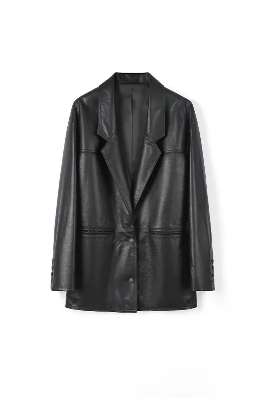 Oversized Pure Leather Blazer