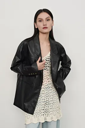 Oversized Pure Leather Blazer