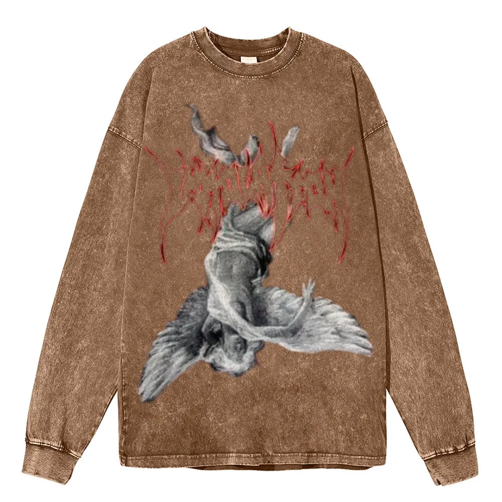 Oversized Vintage Washed Gothic Grunge Graphic Sweatshirt