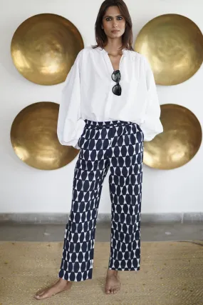 Pants, cotton summer pants with pockets, block print cotton trousers with pockets ‘Lamu'