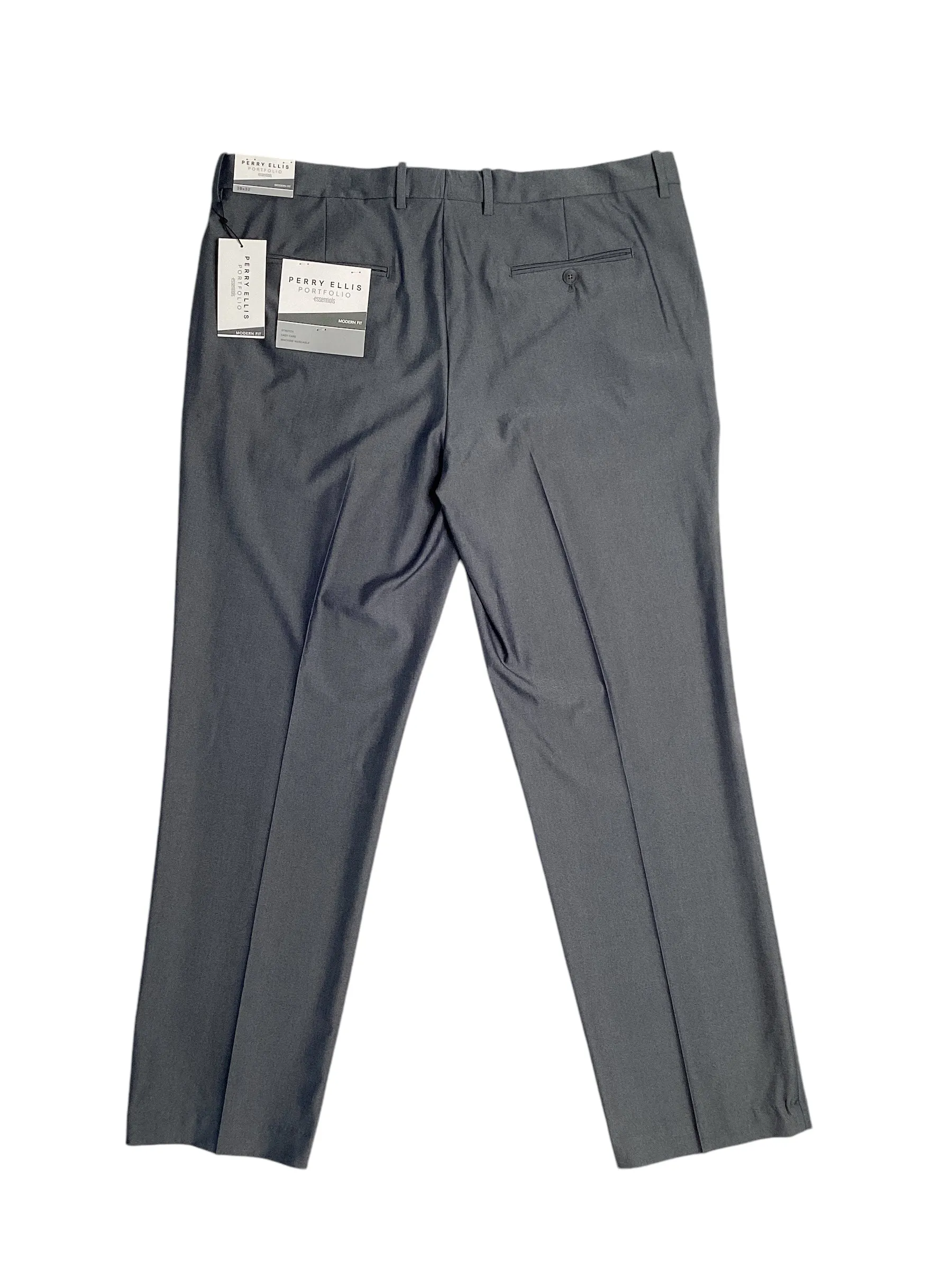 Perry Ellis Portfolio Men's Modern Fit Check Suit Dress Pants Med Grey 40 x 32