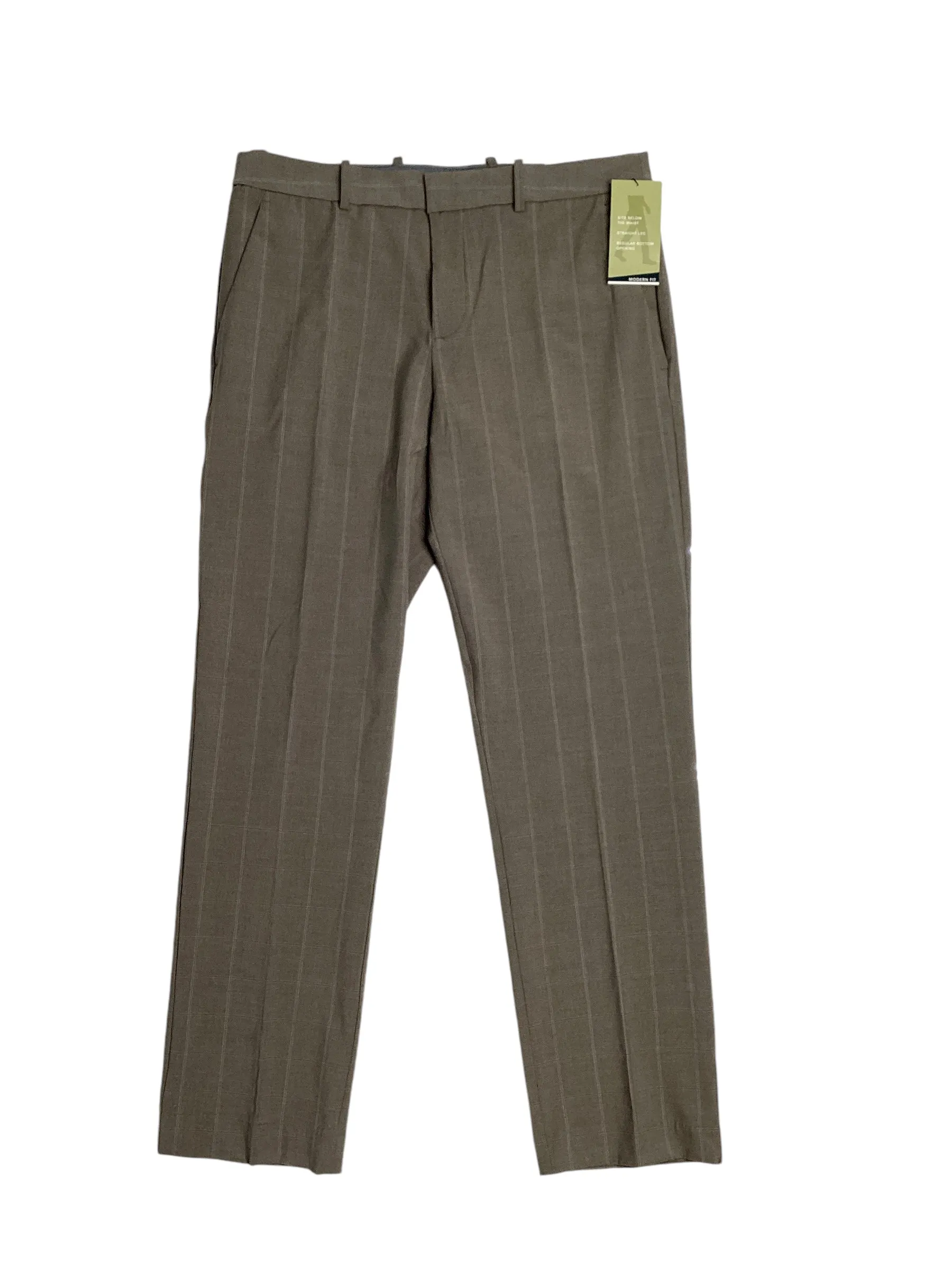 Perry Ellis Portfolio Mens Modern fit Dress Pants 38 / 32 Beige Plaid Stretch
